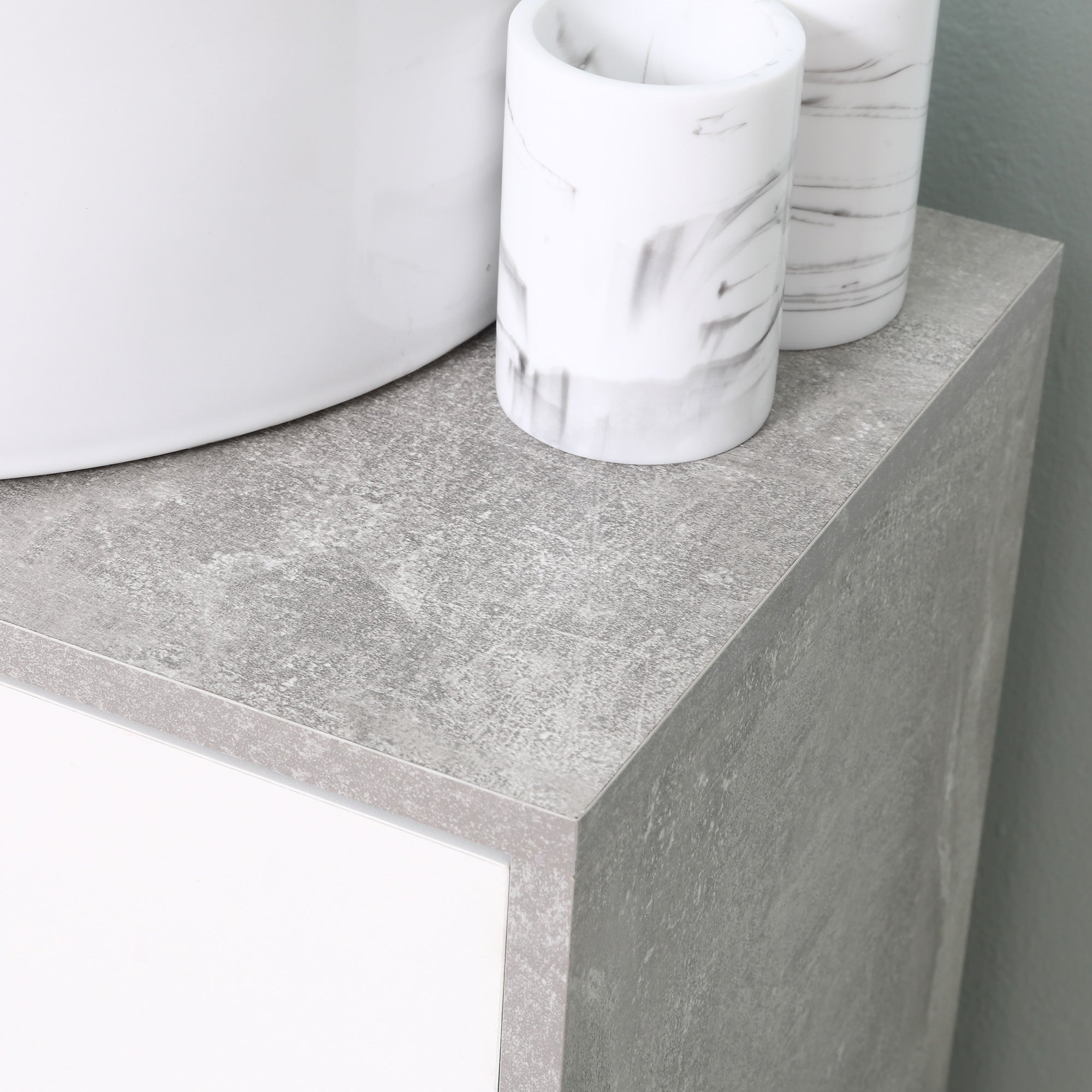kleankin Under Sink Cabinet, Bathroom Vanity Unit, Pedestal Under Sink Design, Storage Cupboard with Adjustable Shelves, White and Grey - North Peak Garden Furniture