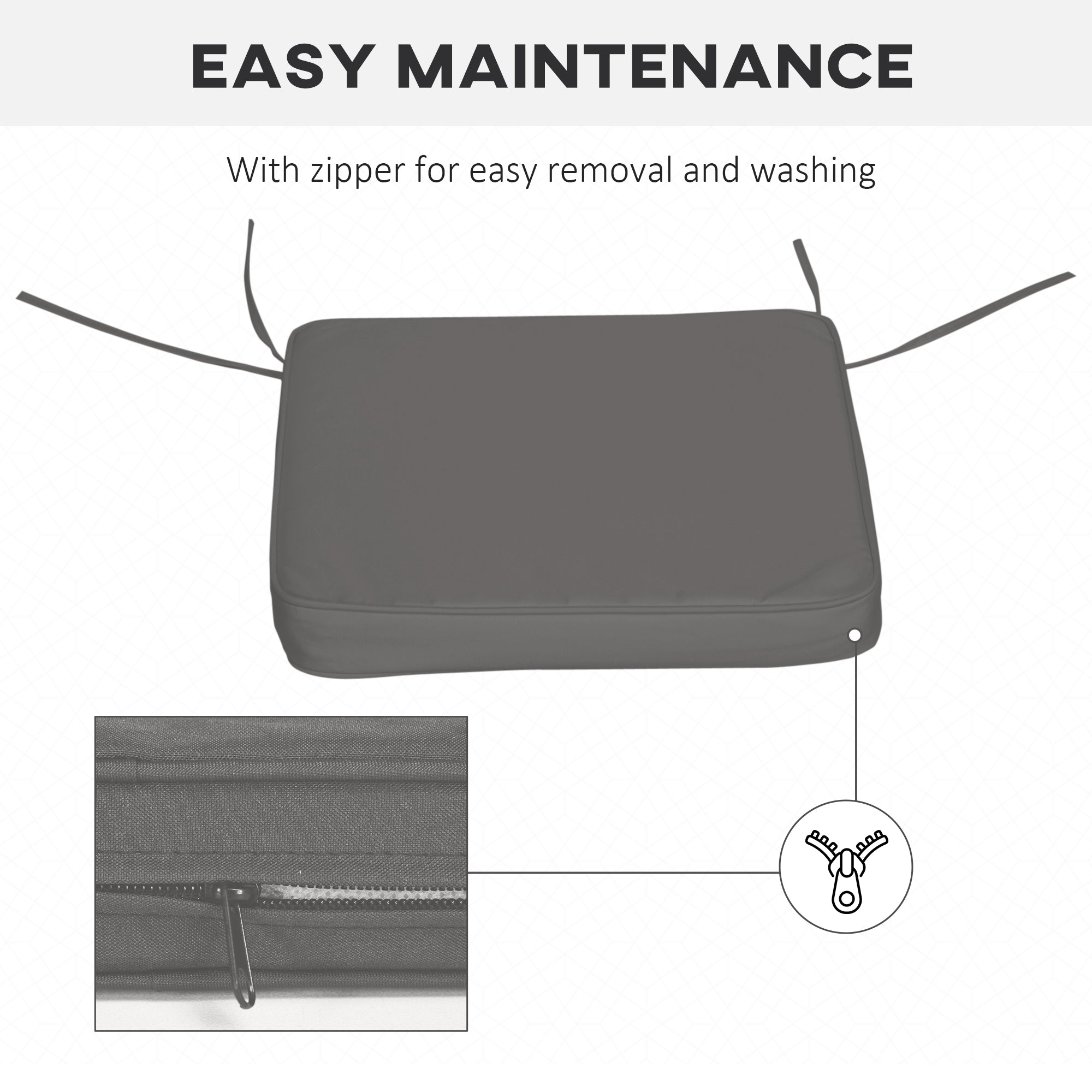 Outsunny Set of 6 Pcs Chair Cushion, 42Lx42Wx5T cm-Grey - North Peak Garden Furniture