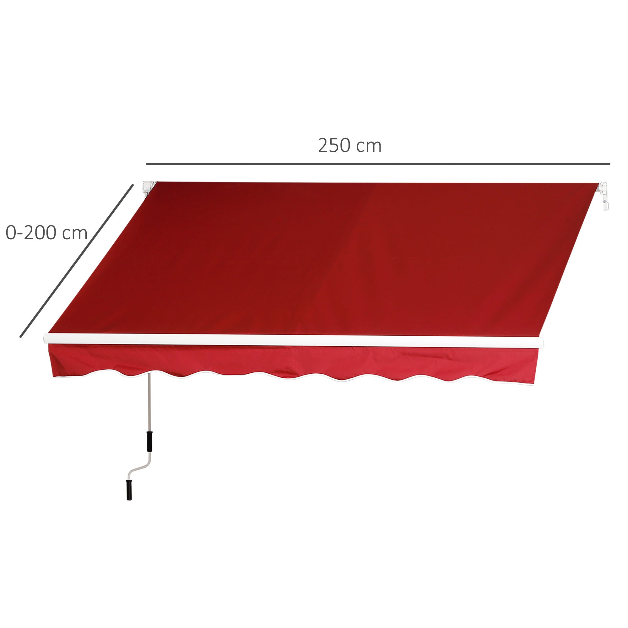 Outsunny Retractable Sun Shade Awning for Patio, Manual, Outdoor Deck Canopy Shelter, 2.5mx2m, Dark Red