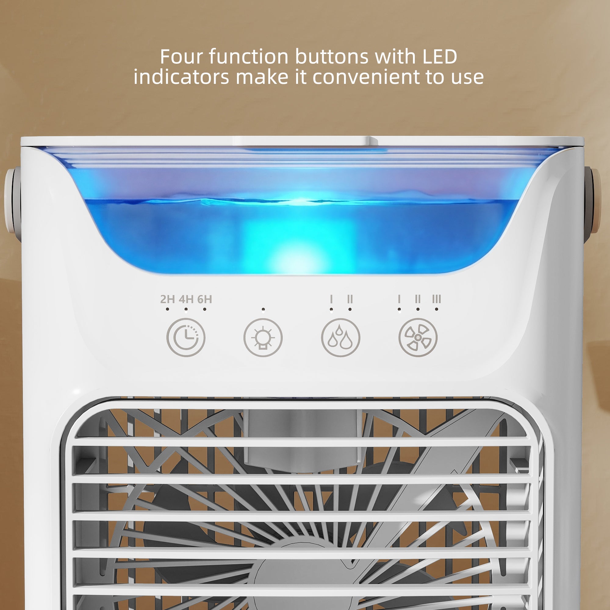 HOMCOM Desk Fan with Adjustable Head, 3-Speed Small Fan with 700ml Water Tank White