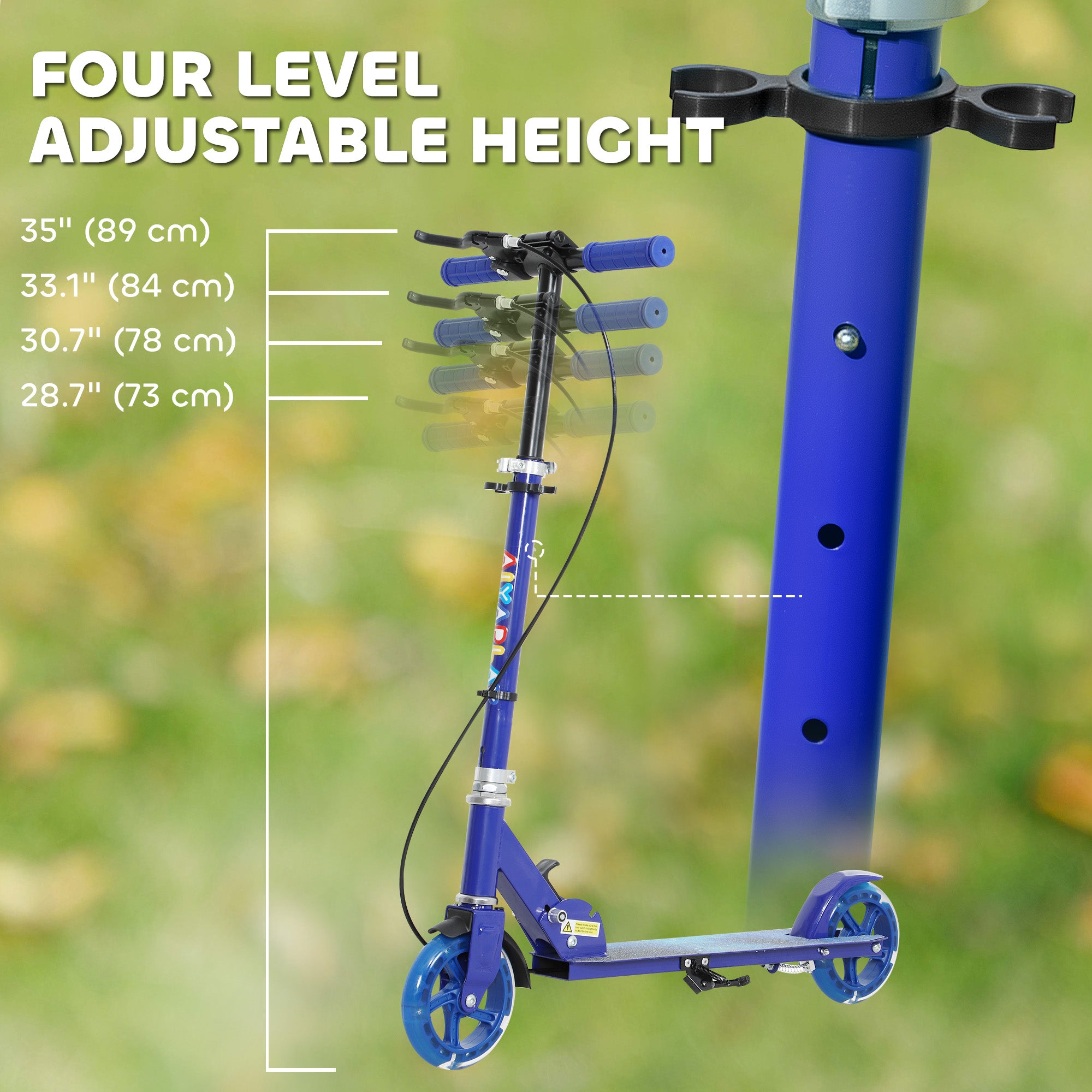 AIYAPLAY Scooter for Kids Ages 3-8 with Adjustable Handle, 2 Light up Wheels, Handbrake & Rear Brake for Girls and Boys, Blue - North Peak Garden Furniture