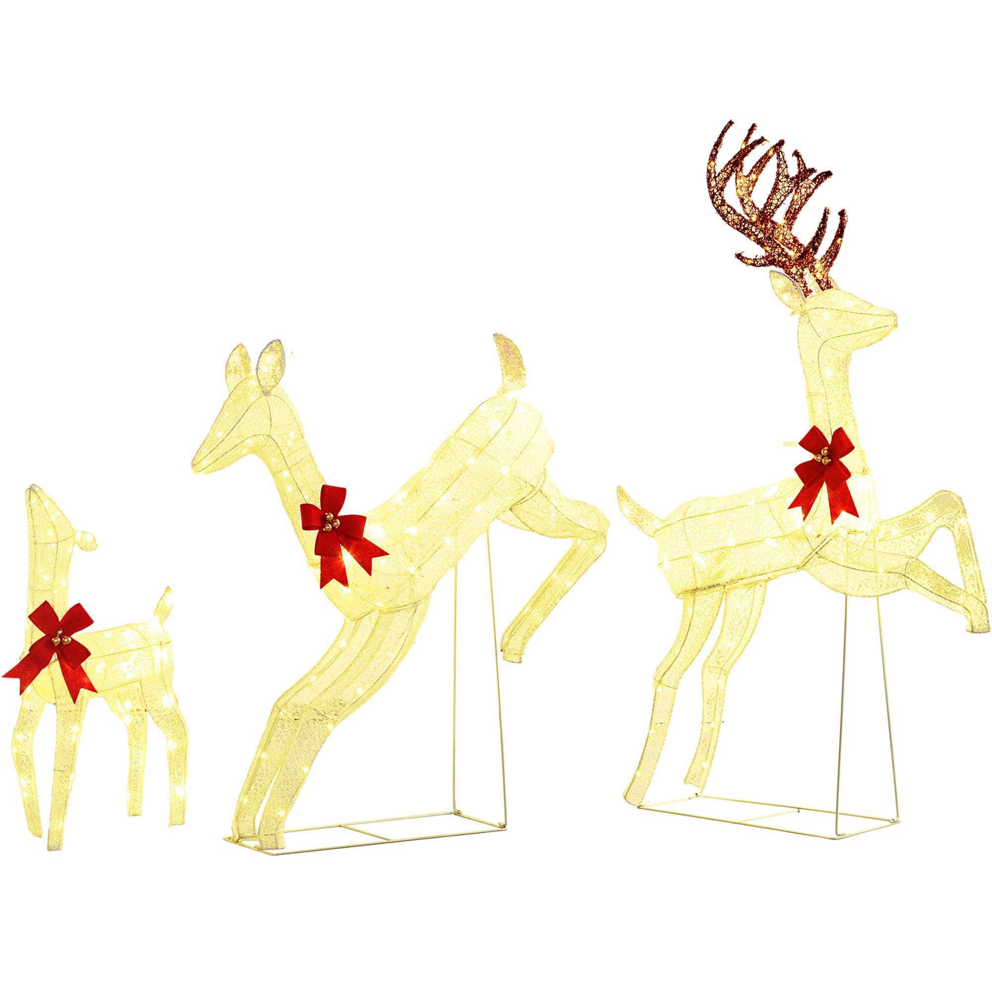 Outsunny Three-Piece LED Light Reindeer Christmas Decoration