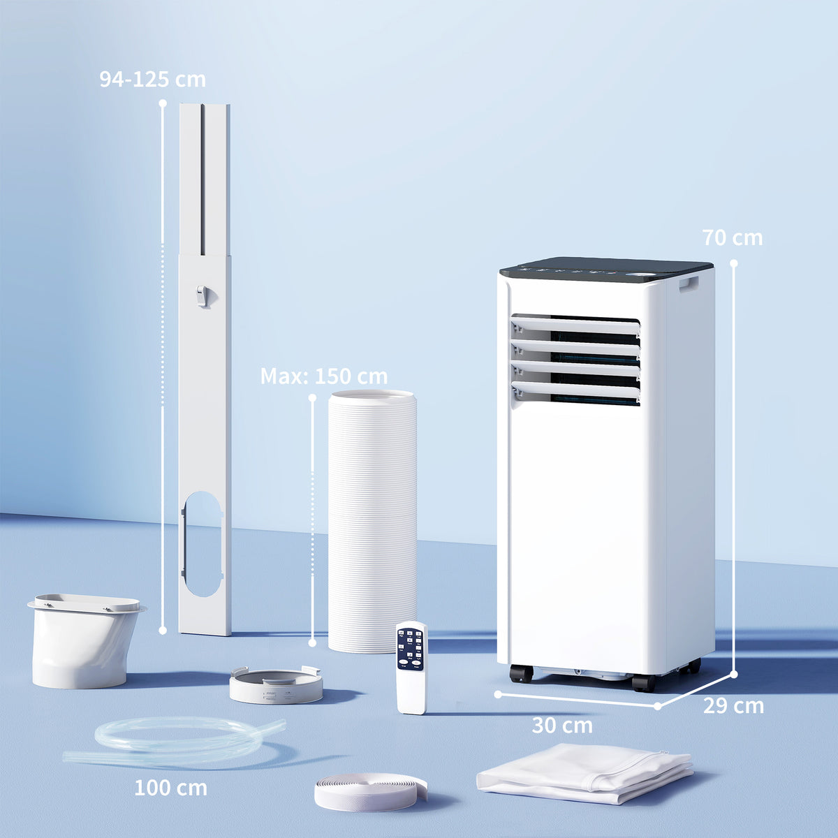HOMCOM Portable Air Conditioner 9000 BTU, 4-in-1 AC Unit with Cool, Dehumidifier, Fan, Sleep Mode, WiFi Voice Remote Control