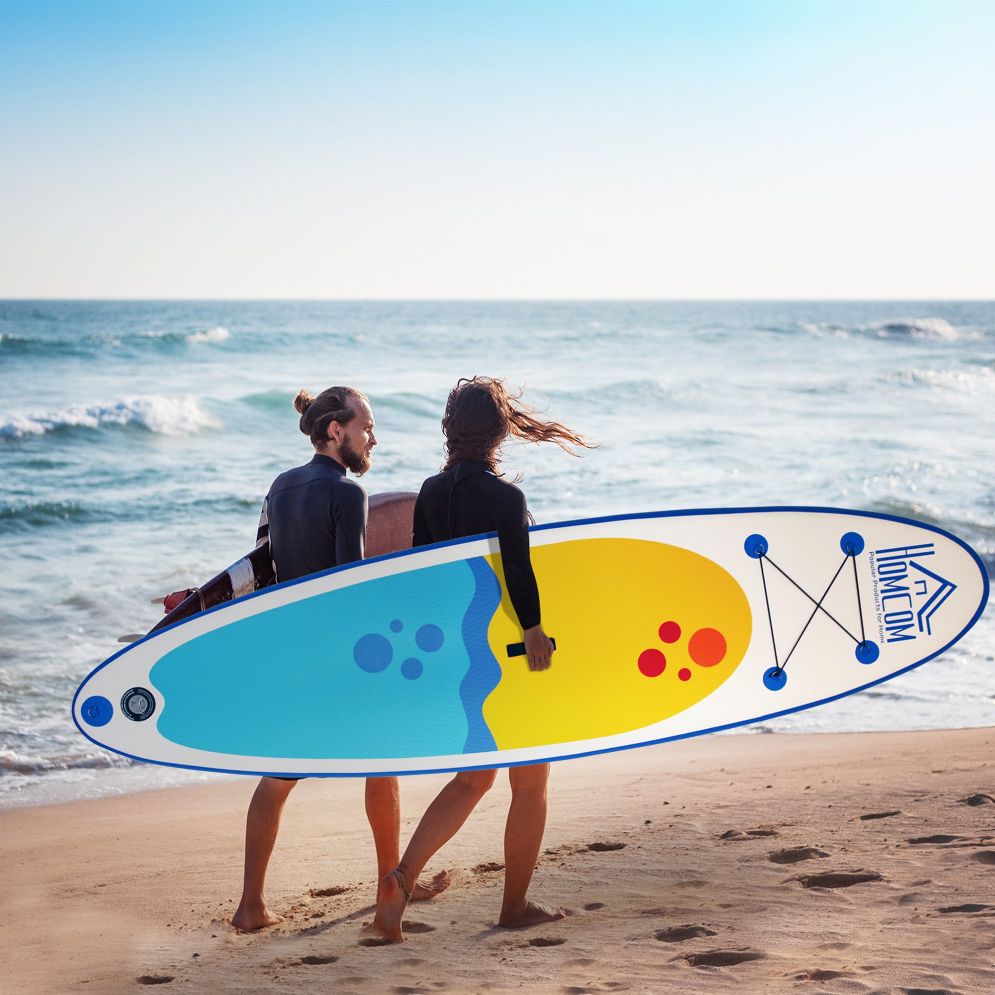 HOMCOM Inflatable Stand Up Paddle Board, 10' x 30" x 4", Non-Slip SUP, with ISUP Accessories, Hand Pump, 1 Fin, Adj Paddle, Backpack for Youth Adult Beginners/Experts