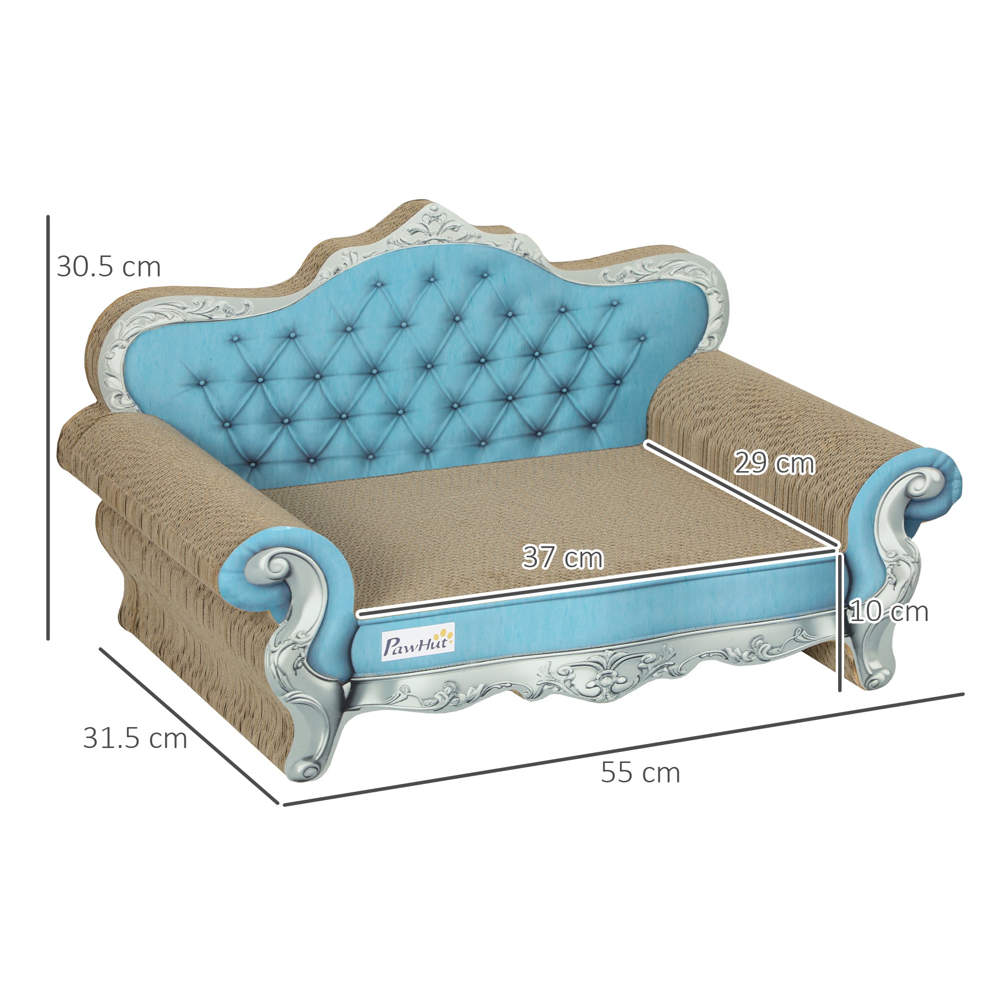 PawHut 2 in 1 Cat Scratcher with Catnip for Indoor Cats, 30.5 x 55 x 31.5cm, Light Blue - North Peak Garden Furniture