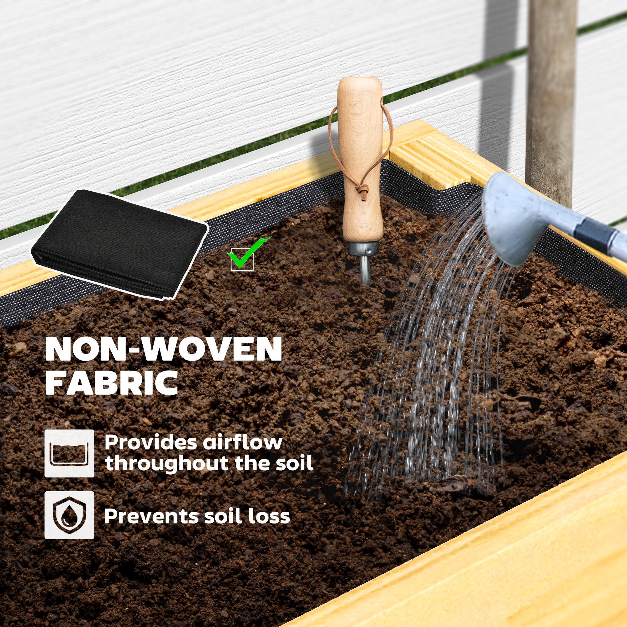 Outsunny Wooden Raised Garden Bed, Elevated Planter Box with Bed Liner, Drainage Holes and Storage Shelf, Raised Planter for Vegetables, Flowers, Herbs, 100 x 30 x 71 cm, Natural Wood Finish - North Peak Garden Furniture