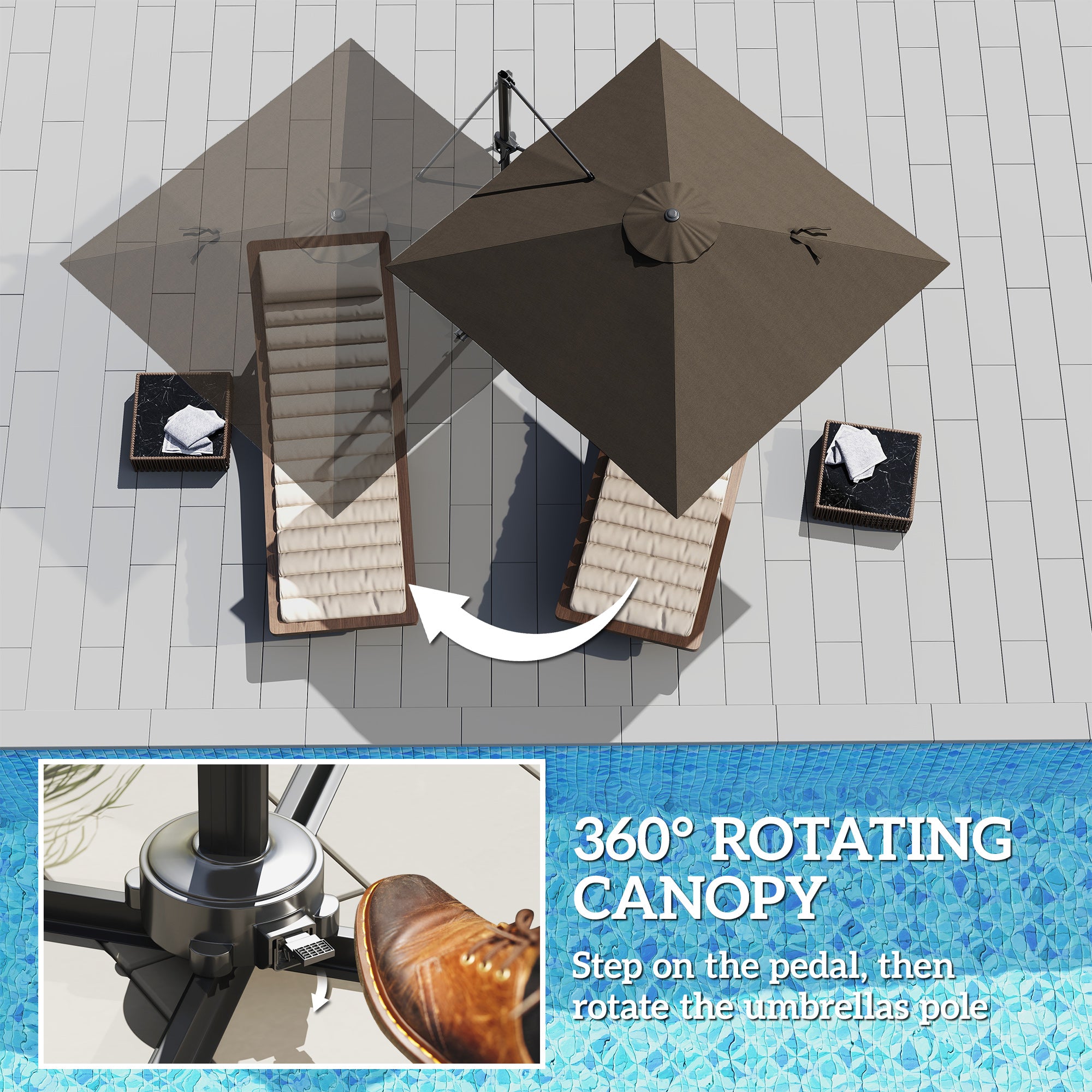 Outsunny Patio Offset Parasol Umbrella - Tan - North Peak Garden Furniture