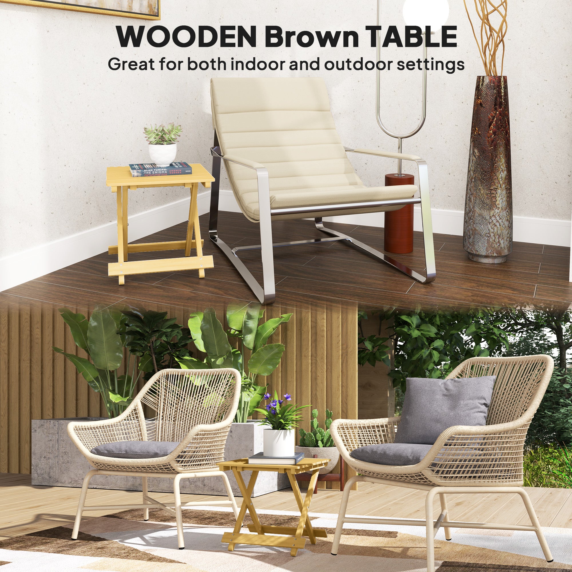 Outsunny Wooden Foldable Outdoor Coffee Table - North Peak Garden Furniture