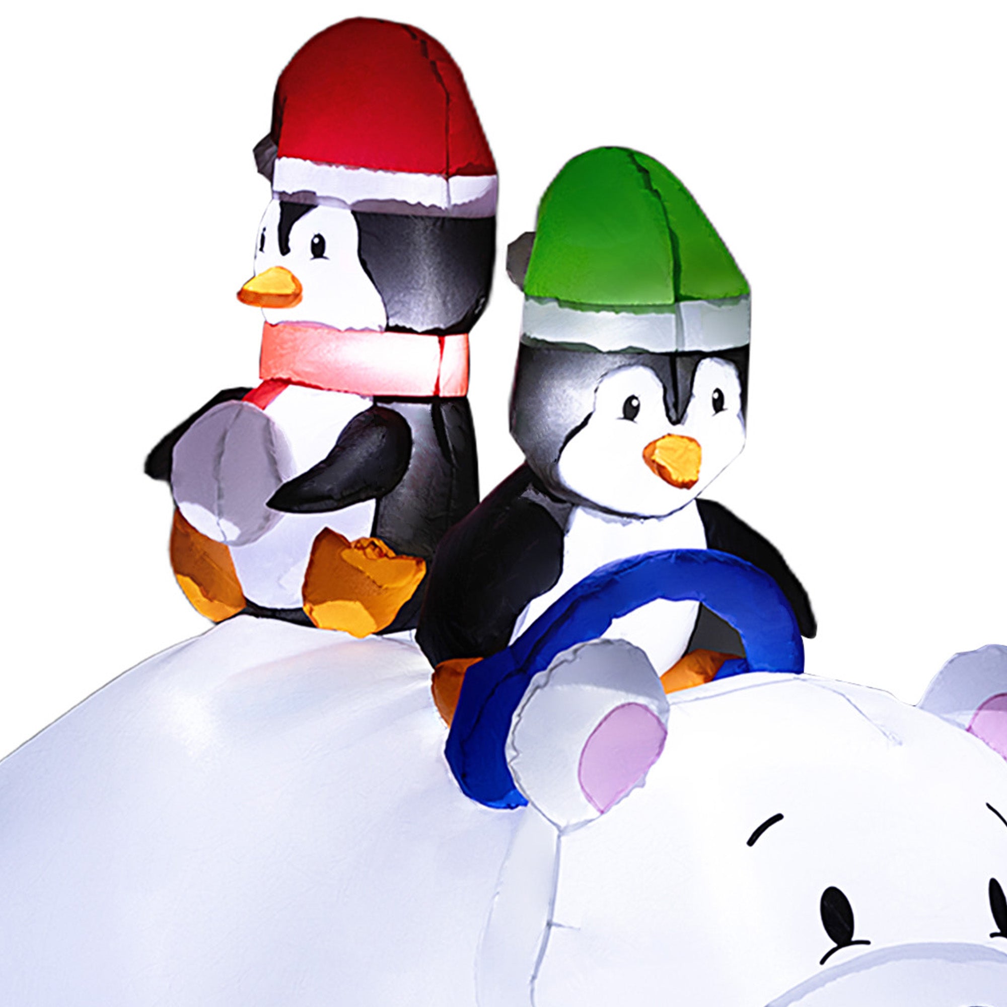 Outsunny 6.4ft Inflatable Polar Bear and Penguin Christmas Inflatable