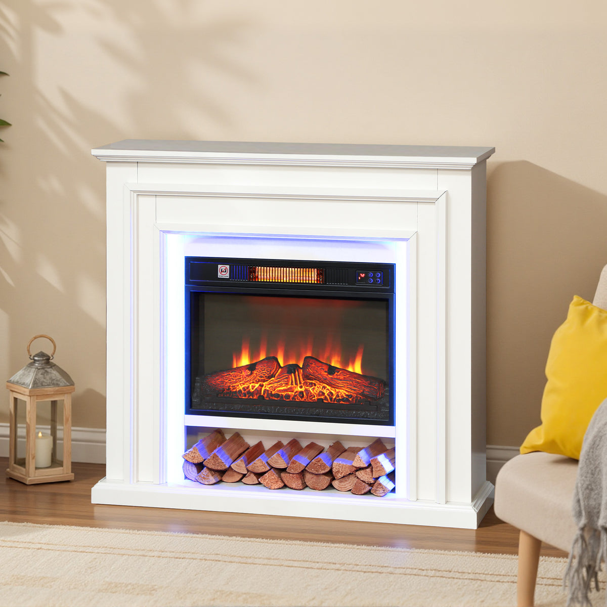 HOMCOM 4777 BTU Multicolour LED Electric Fireplace - White