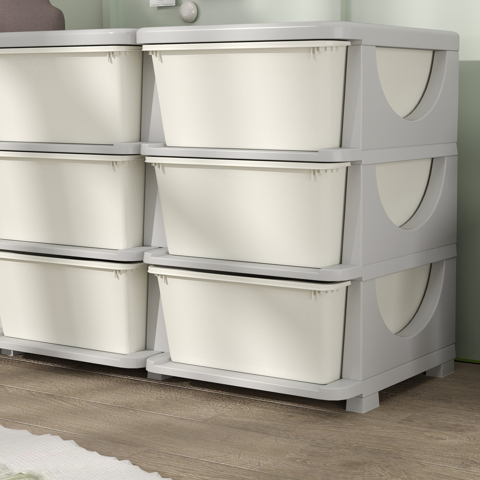 HOMCOM Kids Storage Unit, with Six Drawers - Cream