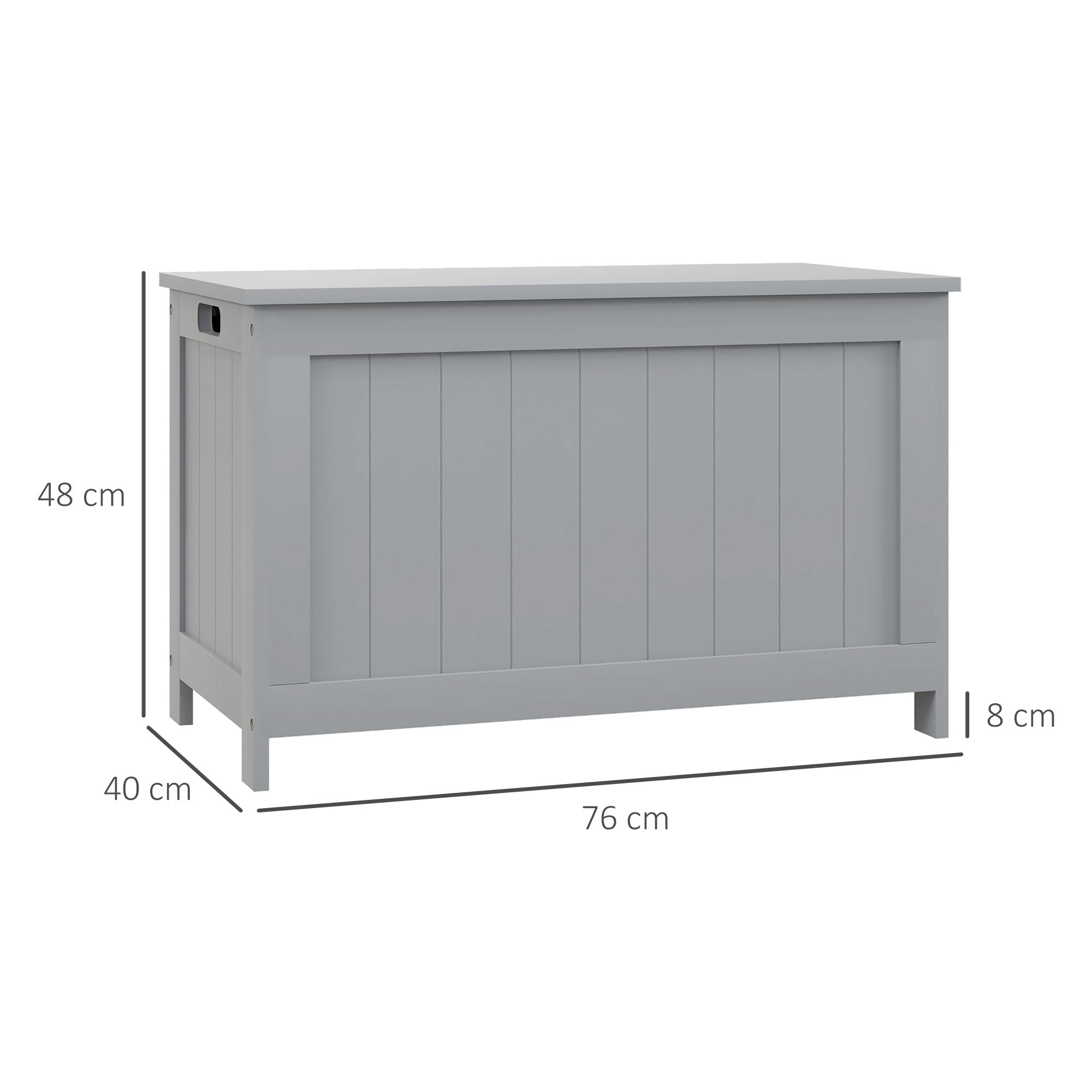 HOMCOM Storage Chest, Modern Storage Trunk with 2 Safety Hinges and Cut-out Handles, Wooden Toy Box for Living Room, Entryway, 76 x 40 x 48 cm, Grey - North Peak Garden Furniture