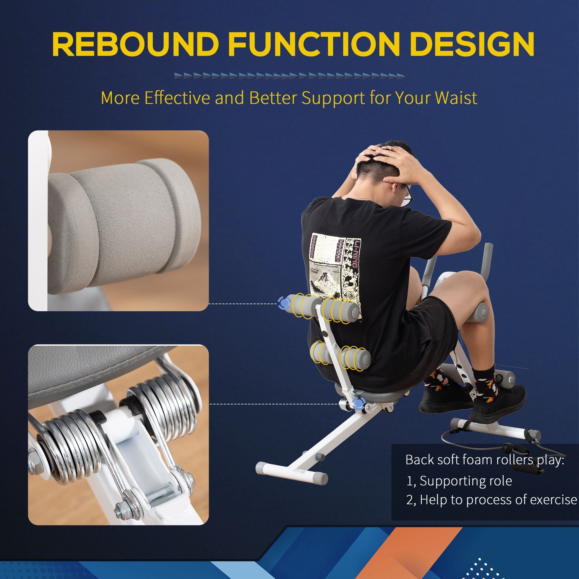 HOMCOM 2-IN-1 Core Abdominal Ab Trainer Sit Up Bench with LCD Screen, Adjustable Fitness Crunch Machine for Home GYM - North Peak Garden Furniture