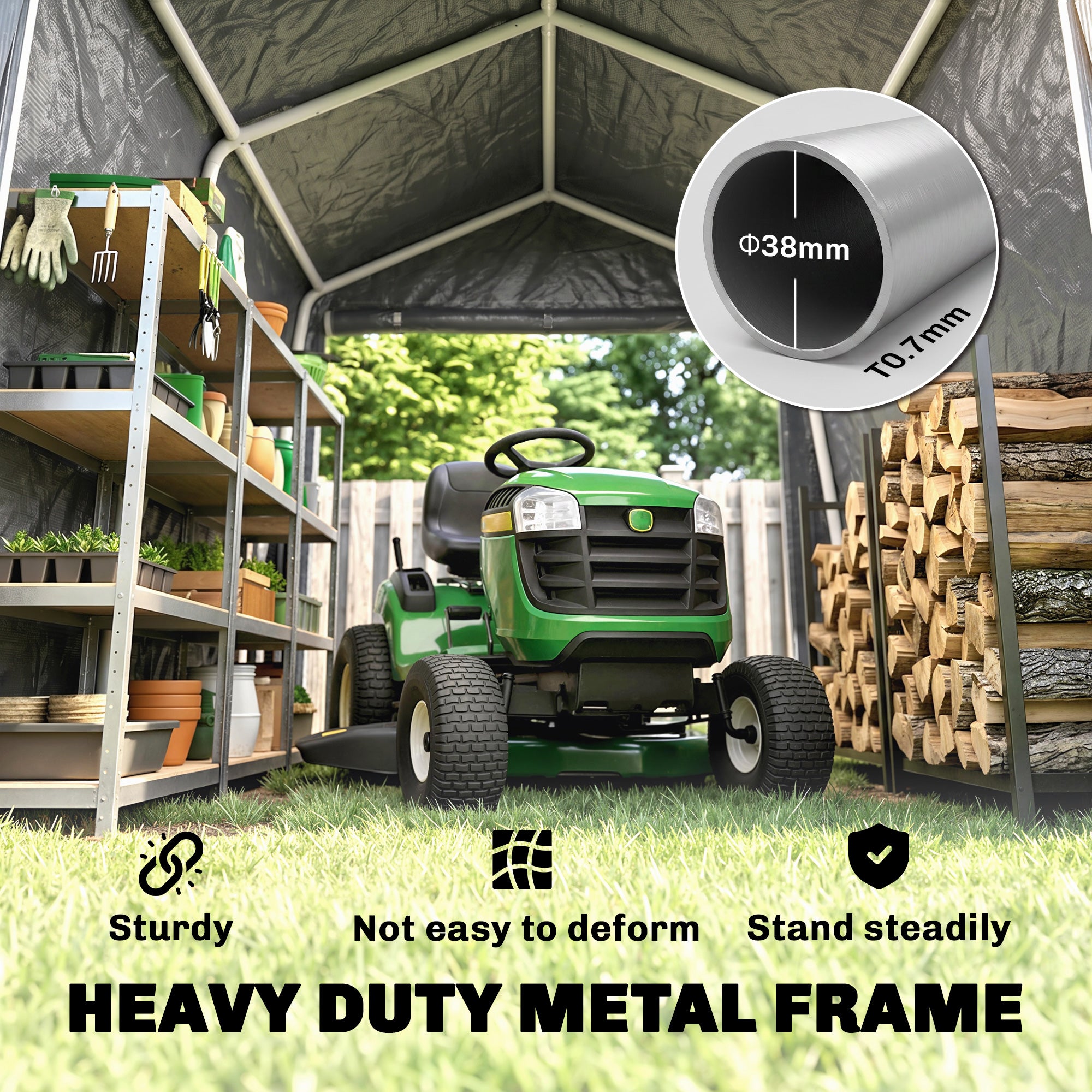 Outsunny 9 X 7.5ft Temporary Outdoor Equipment Shed - Dark Grey