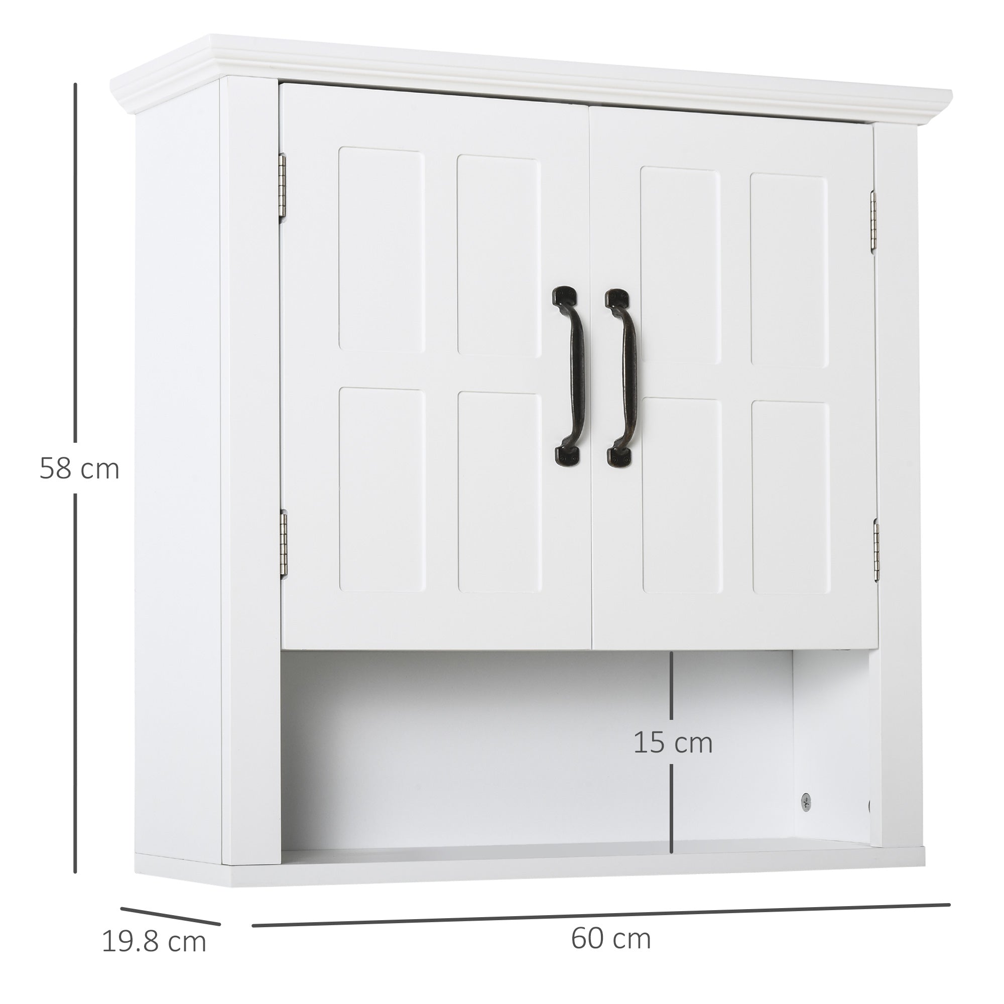 HOMCOM Bathroom Wall Cabinet, Medicine Cabinet, Kitchen Cupboard with 2 Doors and Adjustable Shelf, White