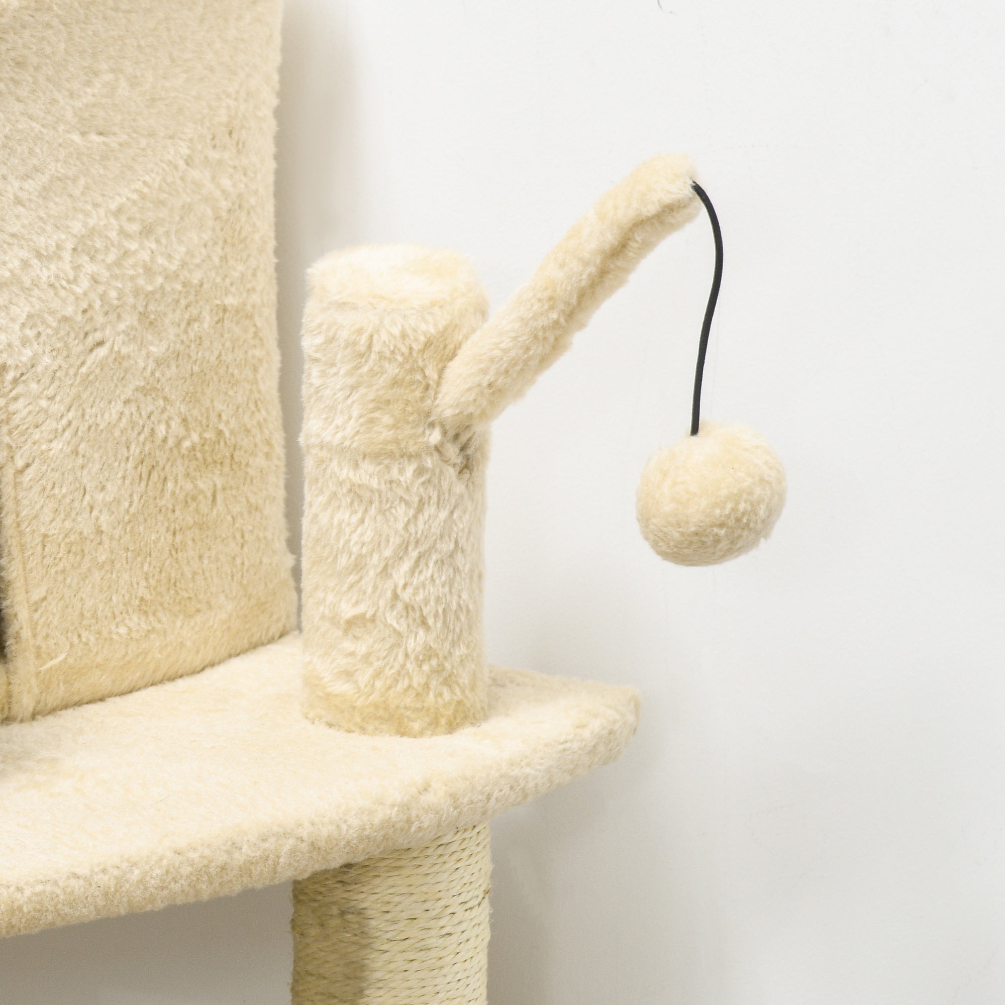 PawHut Sisal 100cm Cat Tree Tower with Sisal Scratching Post Cream White - North Peak Garden Furniture