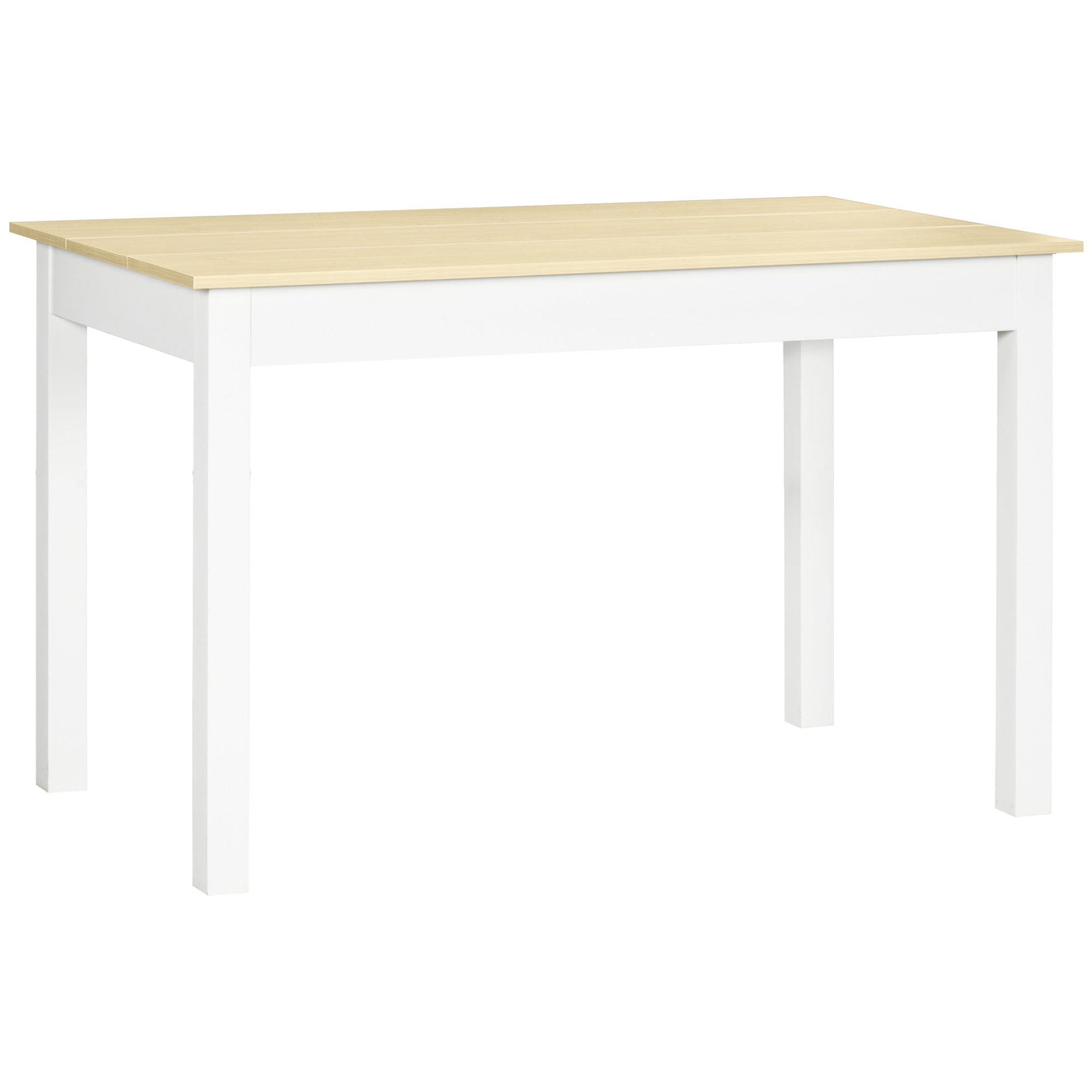 HOMCOM Dining Table for 4 to 6, Modern Kitchen Table with Wood Effect Tabletop, Thick Legs, 120cm, Oak Wood Grain - North Peak Garden Furniture