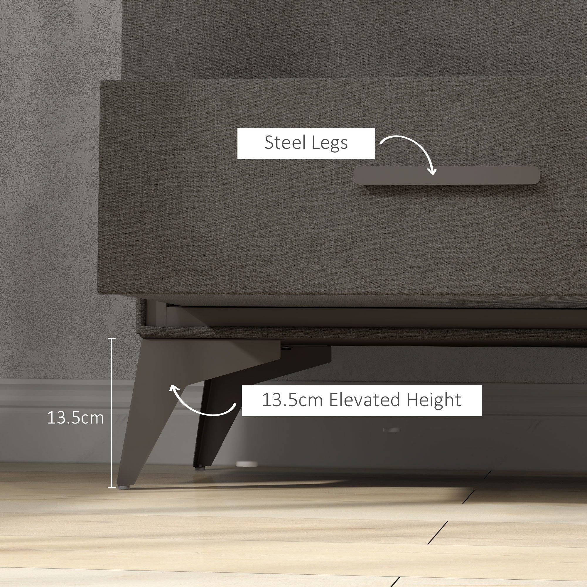 HOMCOM Velvet-Feel Chest of Four Drawers - Brown - North Peak Garden Furniture