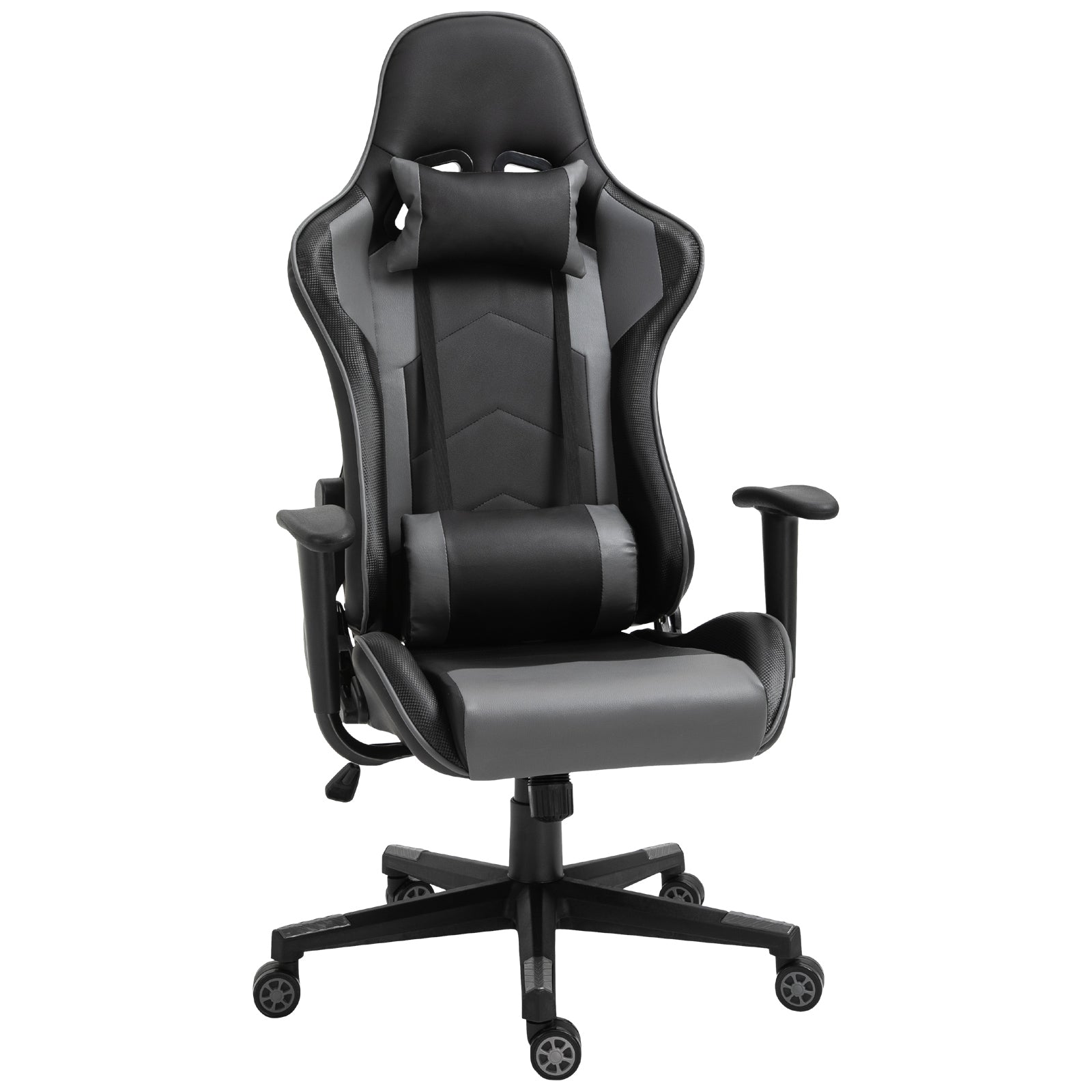 Vinsetto Gaming Chair, Computer Desk Chair, Racing Chair with Adjustable Height, Head Pillow and Lumbar Support for Adults, Black - North Peak Garden Furniture