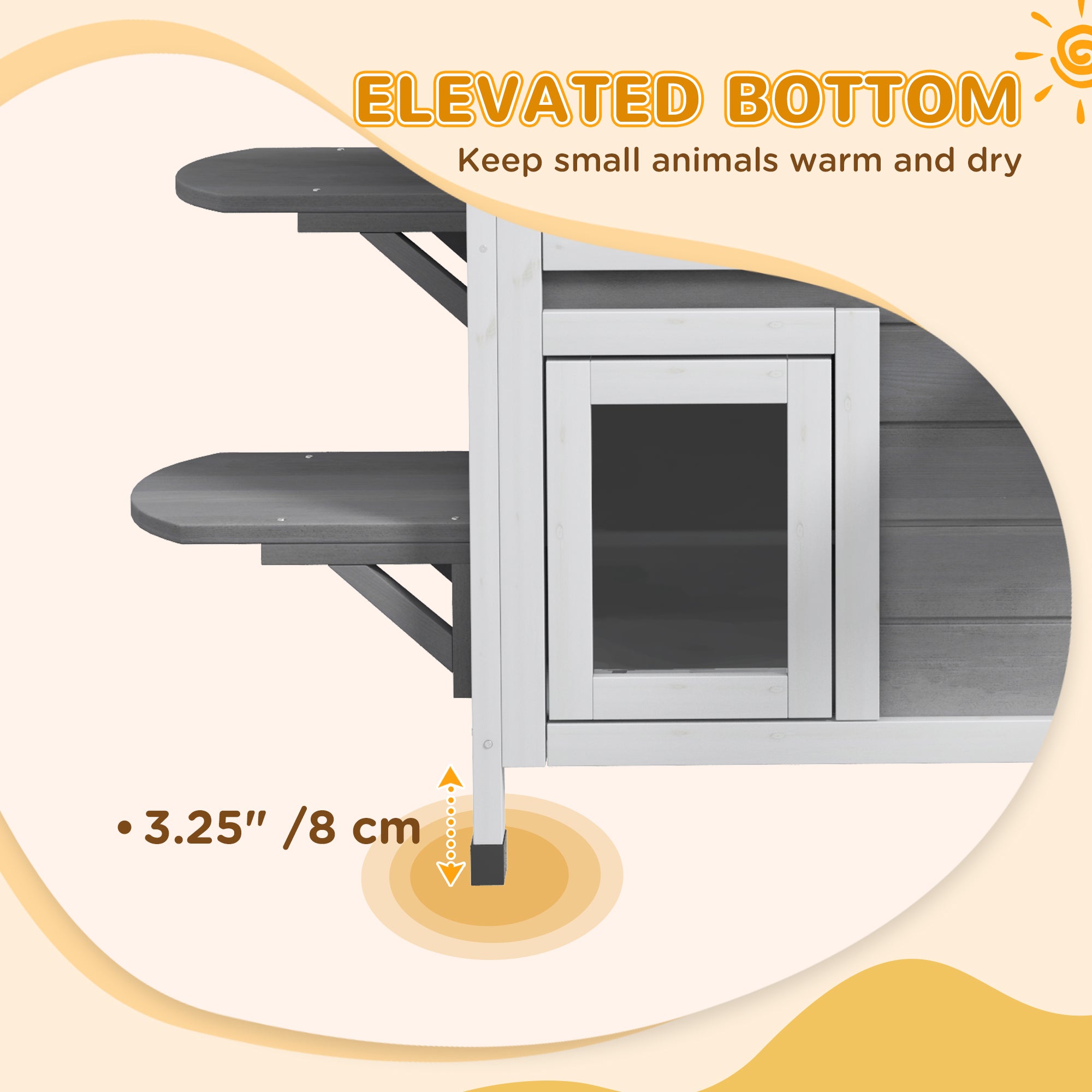 PawHut 2-story Cat House Outdoor, Weatherproof Wooden Cat Enclosure for Feral Cats with Escape Door, Openable Roof, Jumping Platforms, Grey - North Peak Garden Furniture