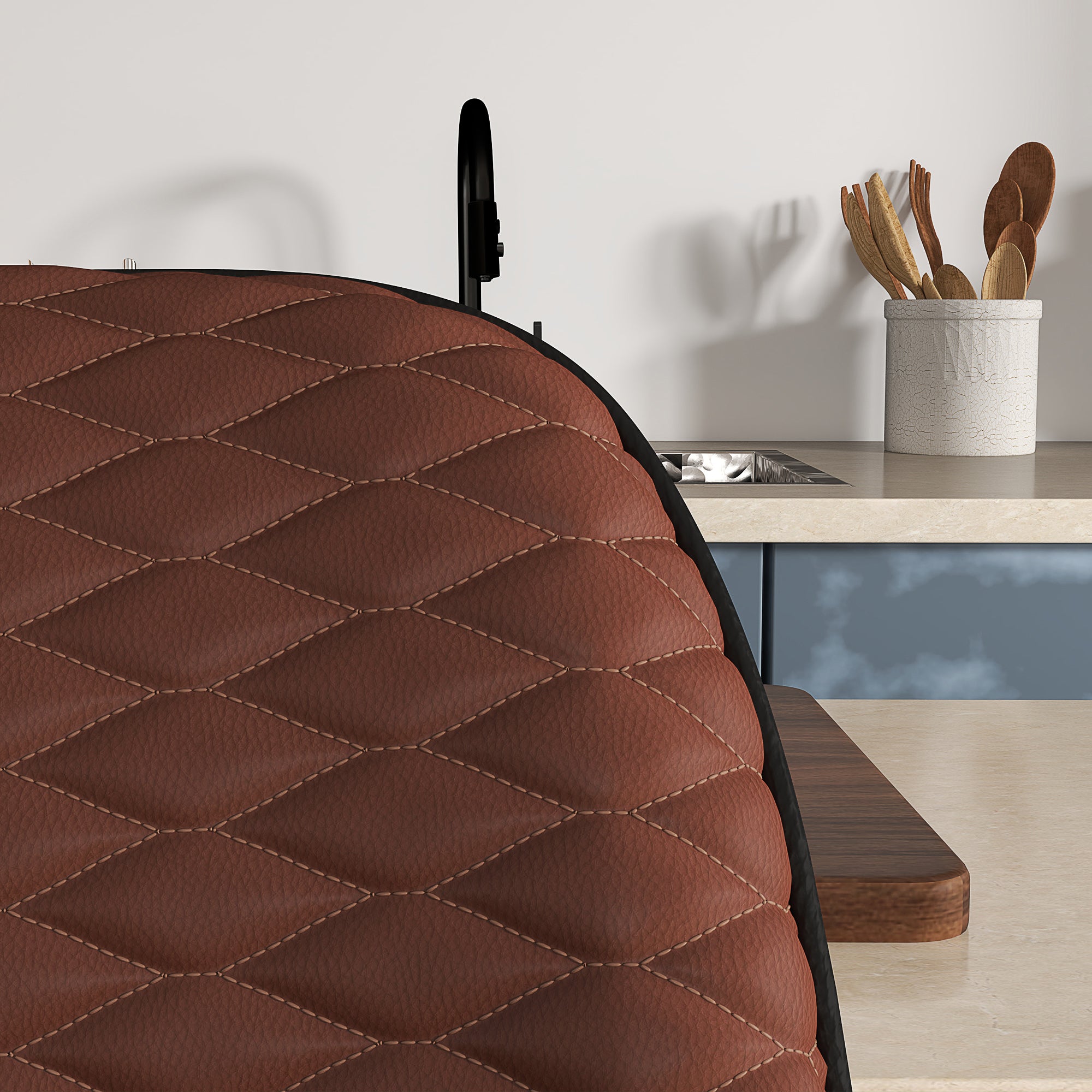 HOMCOM Set of Two Faux Leather Bar Stools - Brown - North Peak Garden Furniture