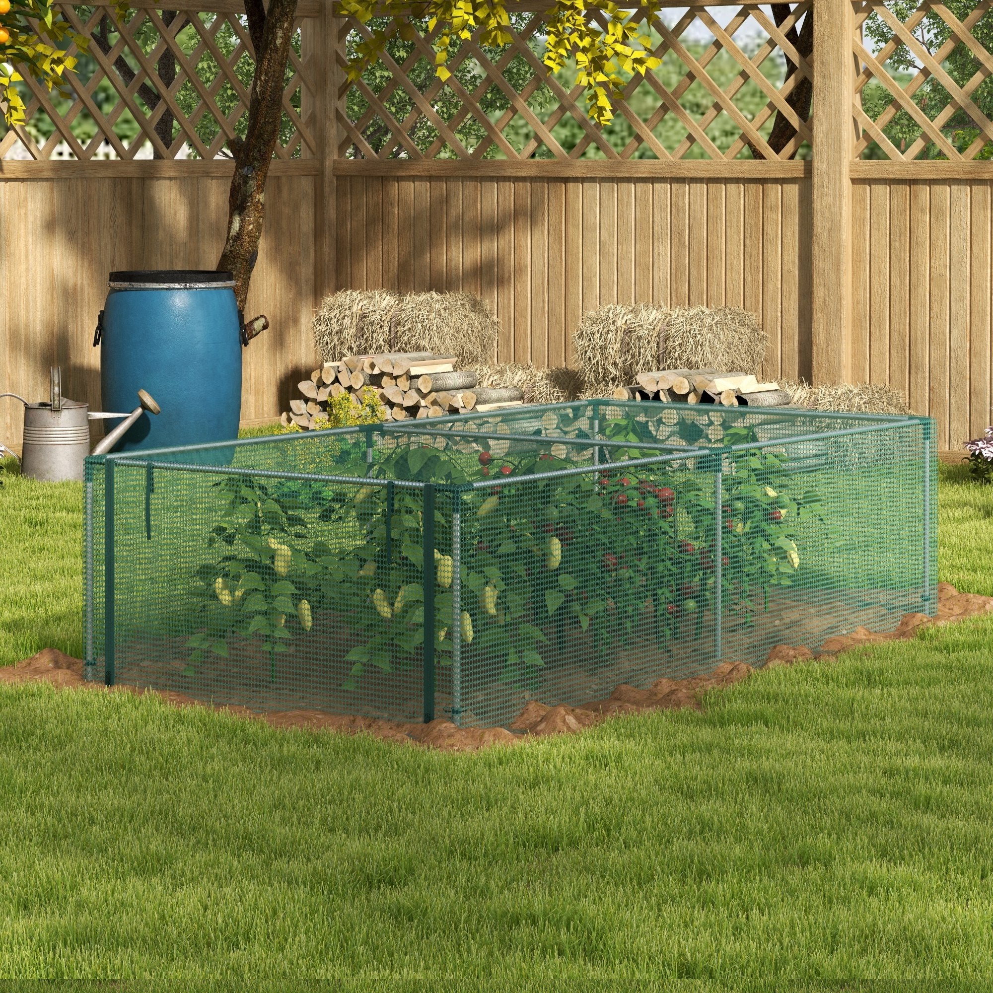 Outsunny 8' x 4' Plant Protection Cage, with Door, Green - North Peak Garden Furniture