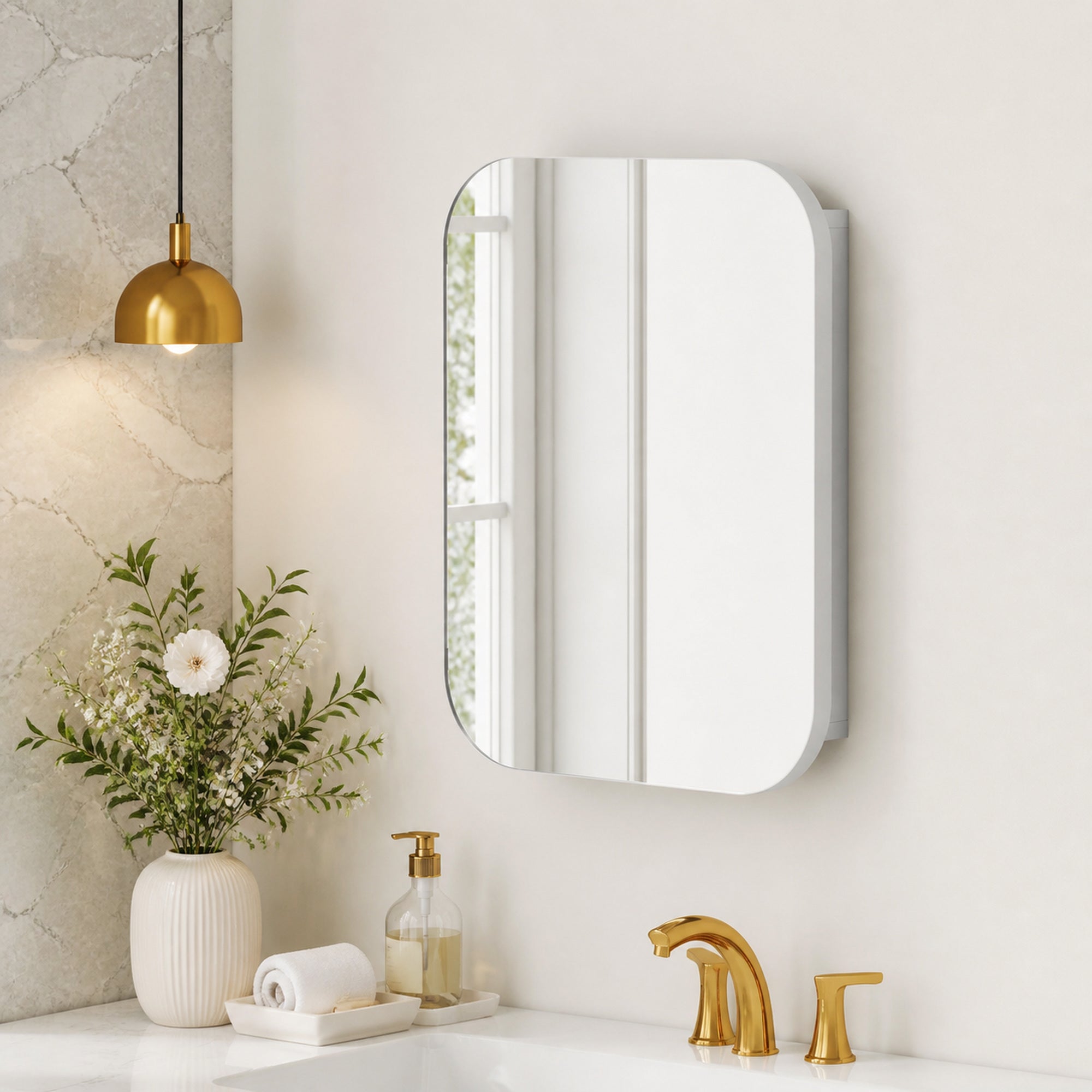 HOMCOM Bathroom Medicine Cabinet with Mirror, Bathroom Wall Cabinet with Adjustable Shelves, Soft Close Hinges, White