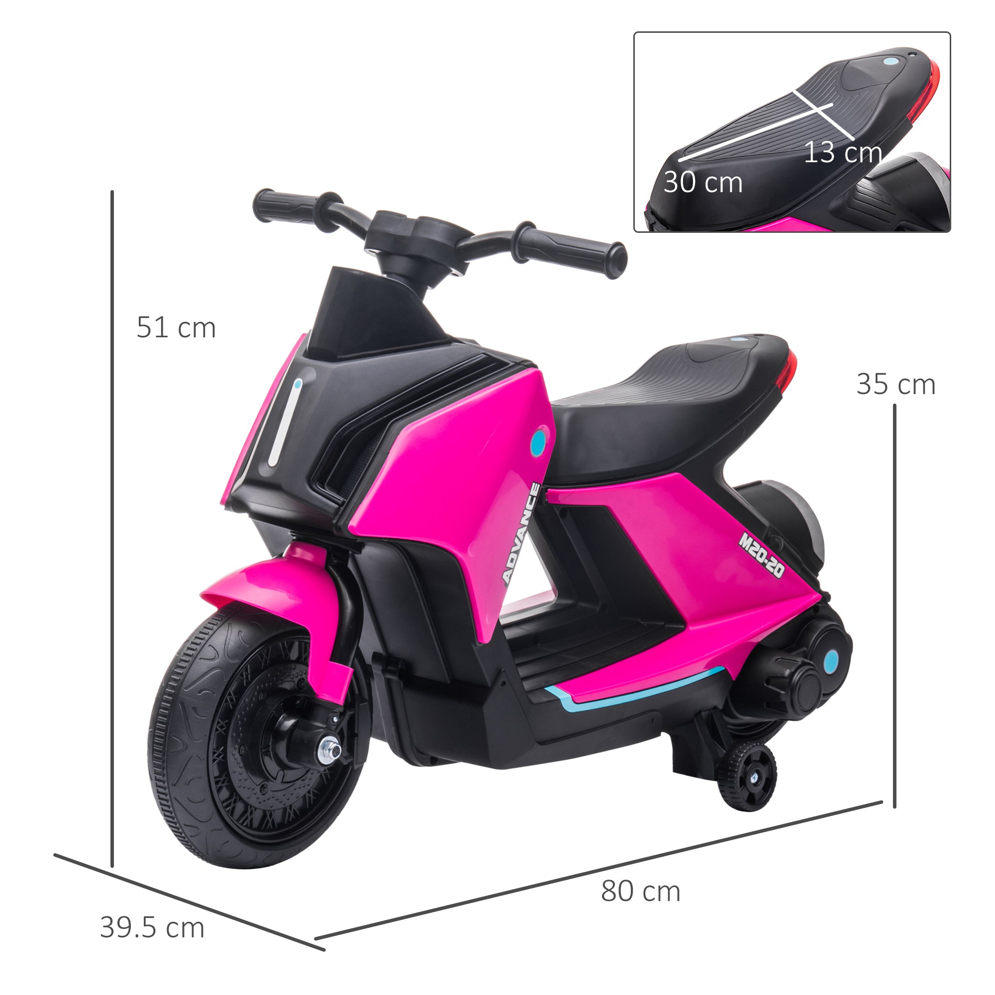 HOMCOM 6V Kids Electric Motorbike Ride On Toy w/ Music Headlights Safety Training Wheels for Girls Boy 2-4 Years Pink - North Peak Garden Furniture