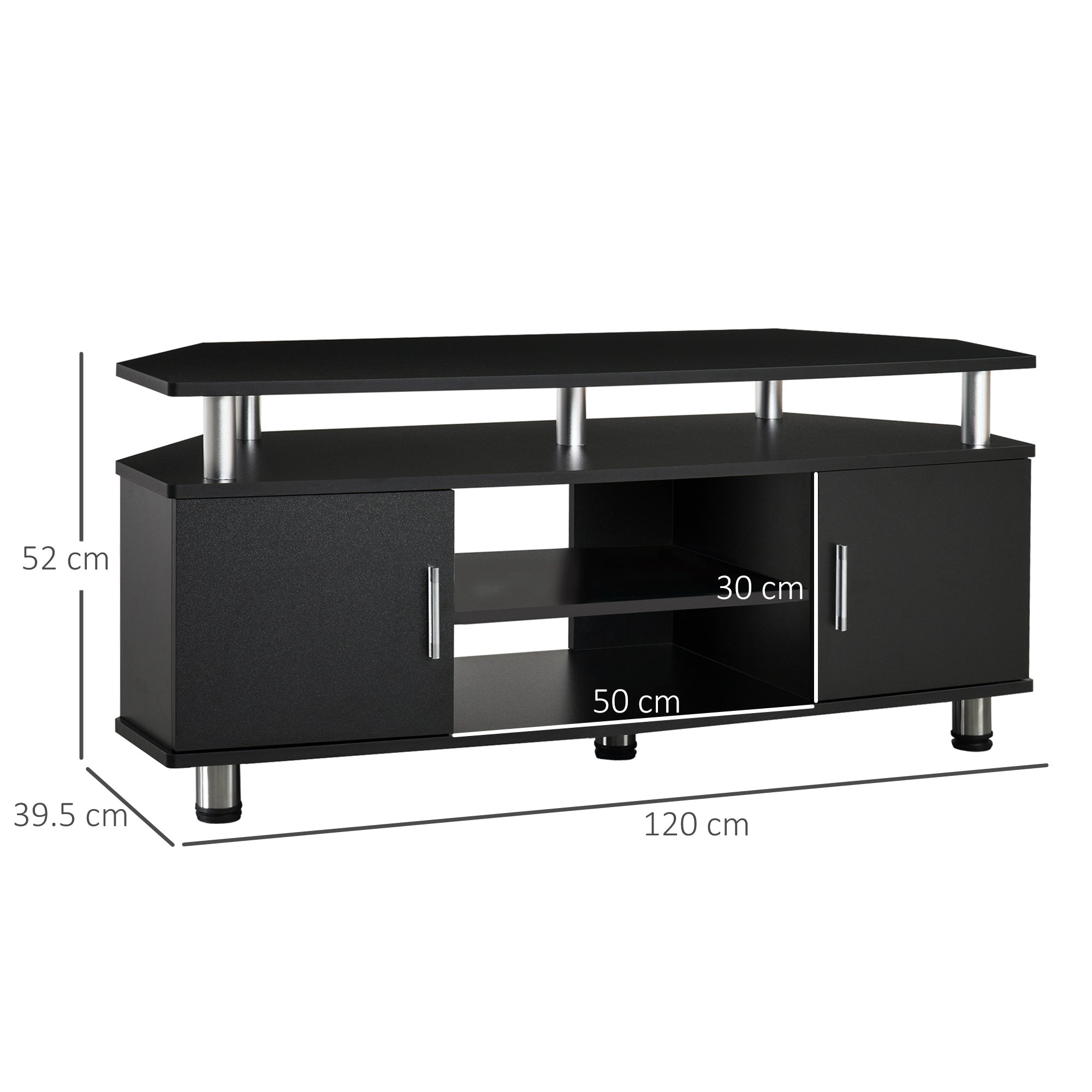 HOMCOM TV Unit Cabinet for TVs up to 55 Inches with Storage Shelves and Cupboard, Entertainment Center for Living Room, Black