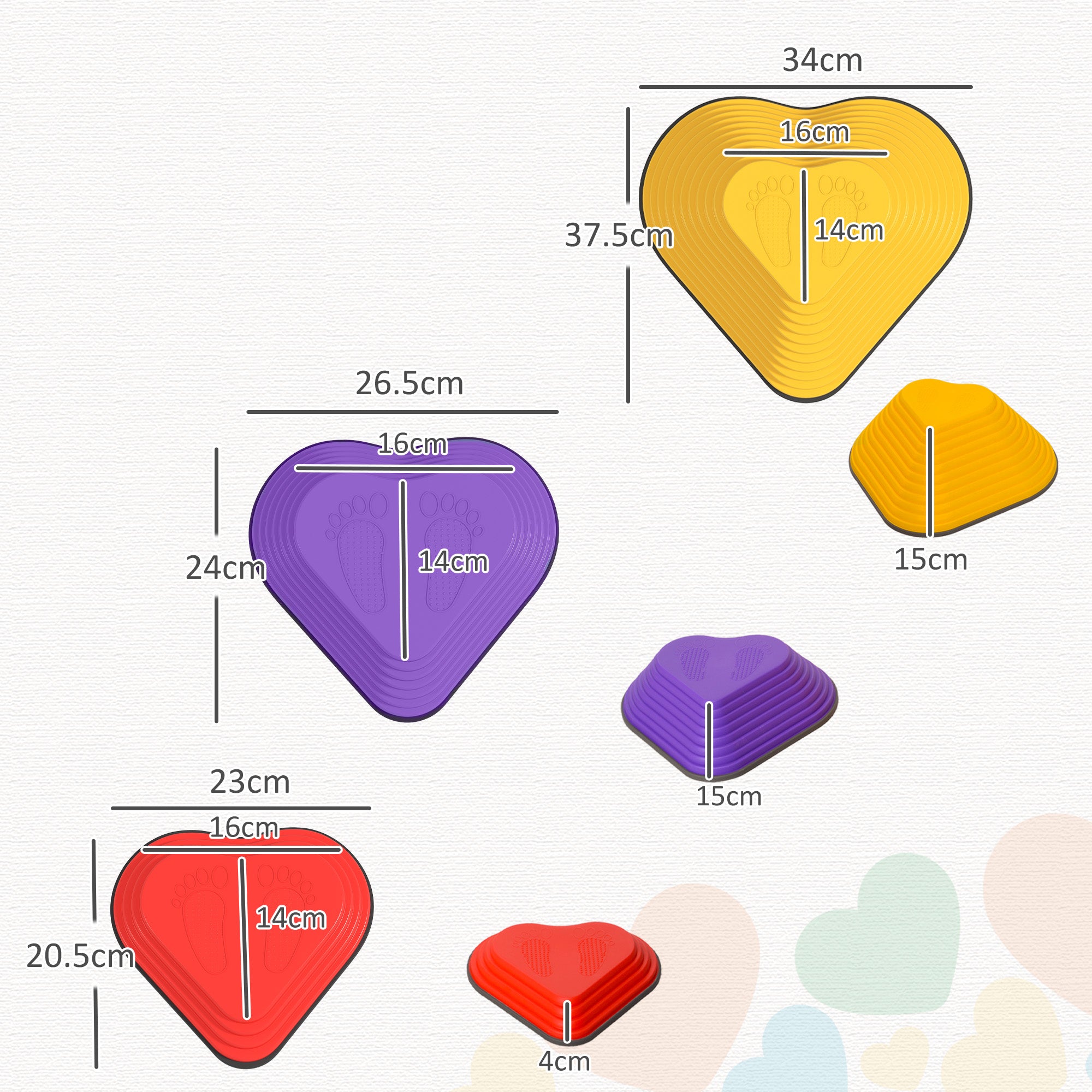 AIYAPLAY 6-Piece Heart-Shaped Kids Balance Stepping Stones and Motor Skills, Multicoloured