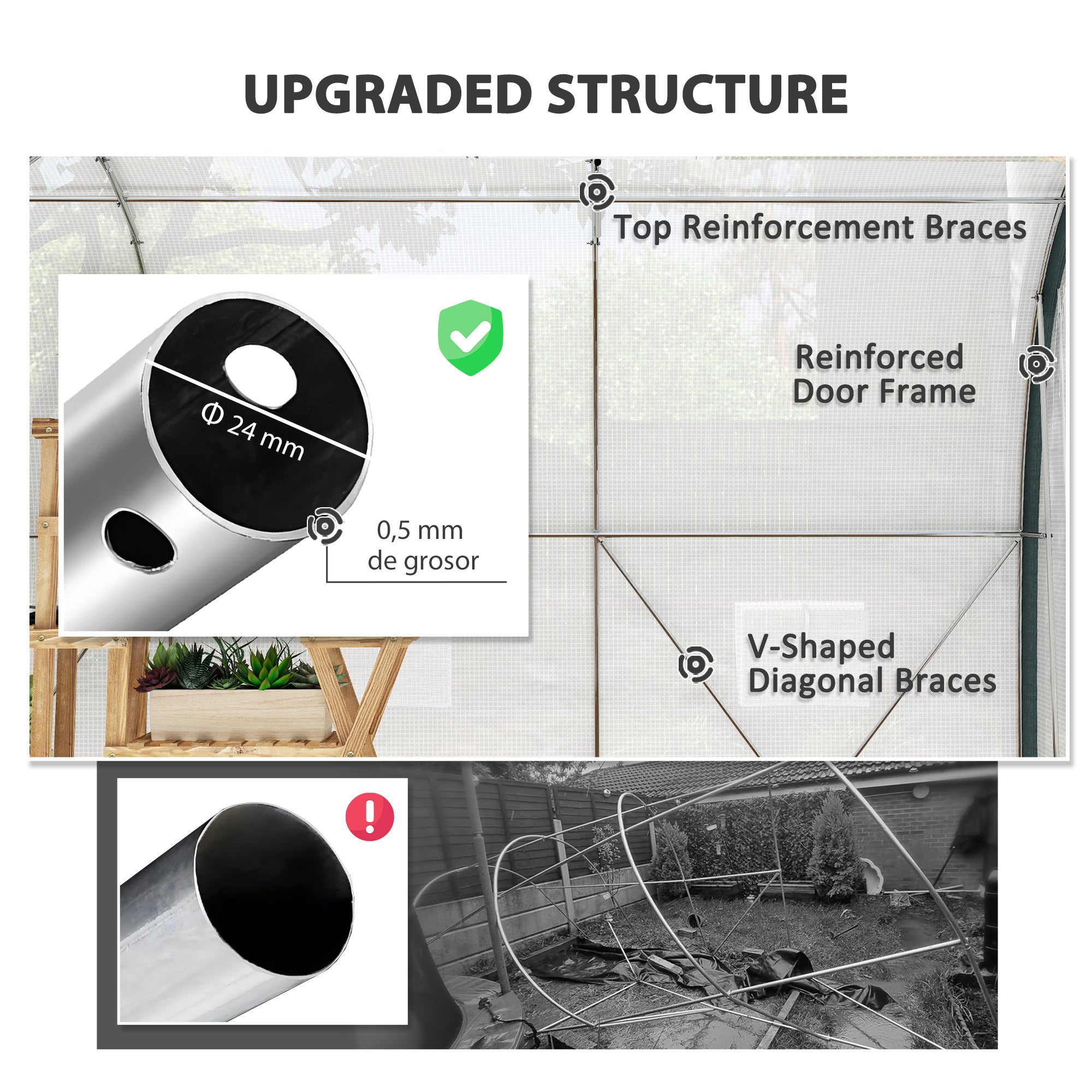 Outsunny 3 x 2(m) Walk-In Tunnel Greenhouse, with Accessories - White