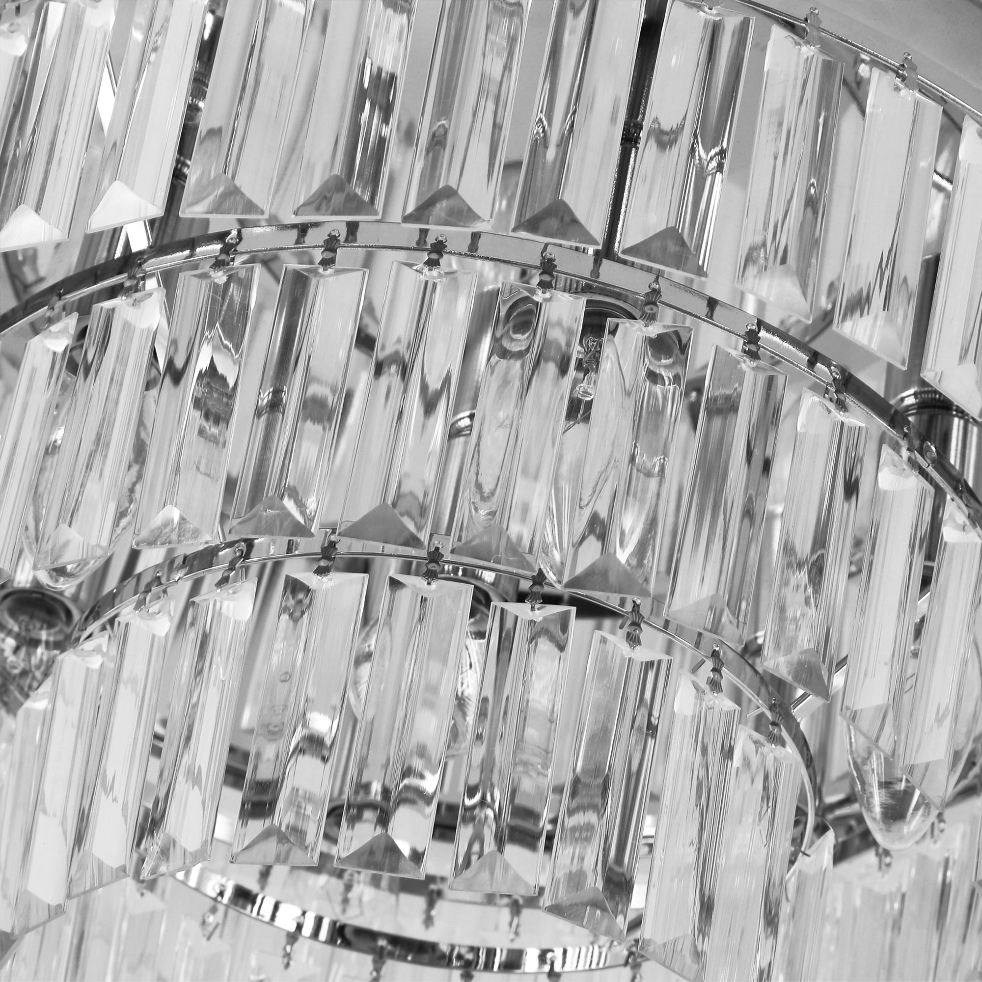 HOMCOM Round Crystal Ceiling Lamp 7 Lights Chandelier Mounted Fixture For Living Room Dining Room Hallway Modern - North Peak Garden Furniture