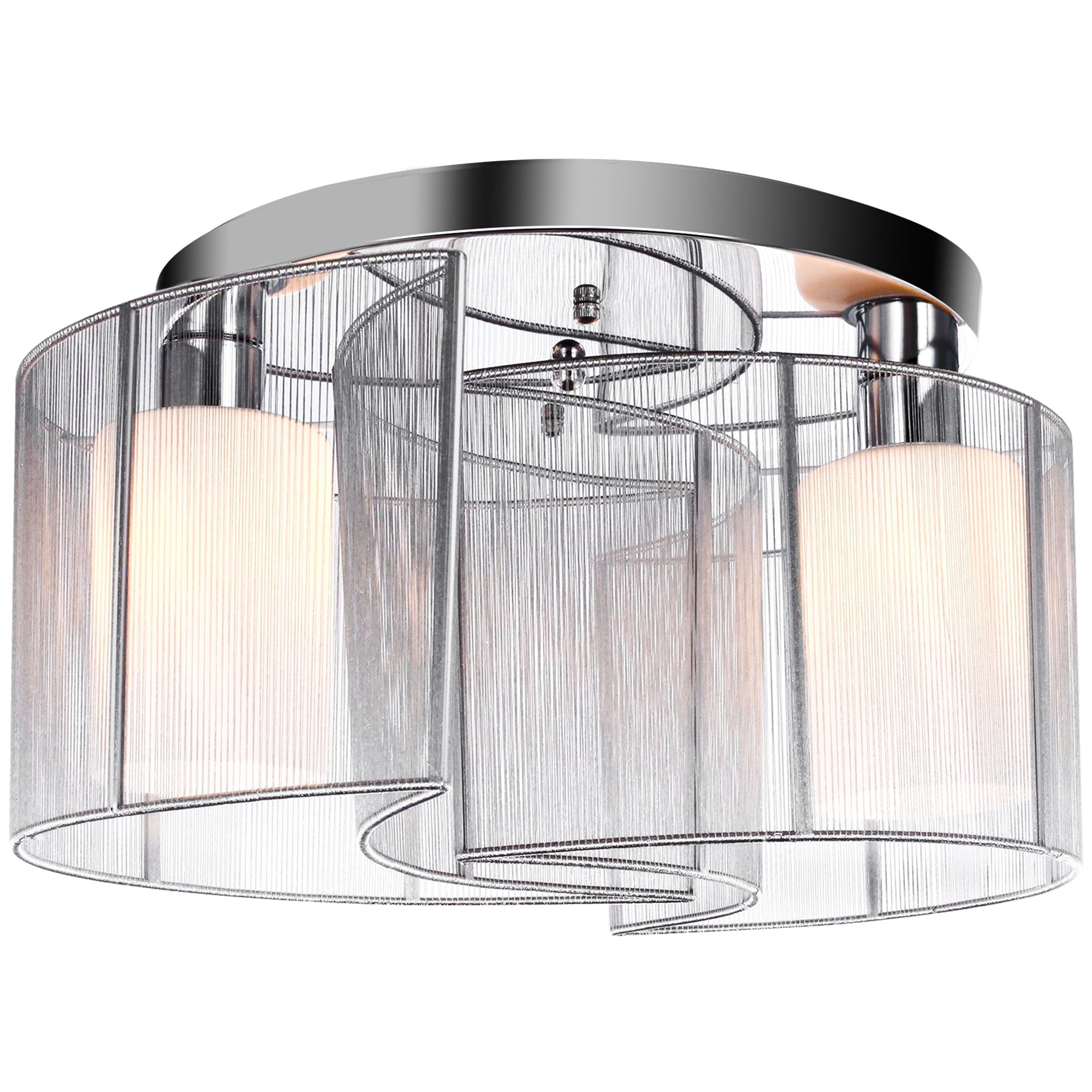 HOMCOM Modern Chandelier, Semi-Flush Mount Ceiling Light with 2 Light, E27 Bulb Base for Hallway, Dining Room, Living Room, White and Silver - North Peak Garden Furniture