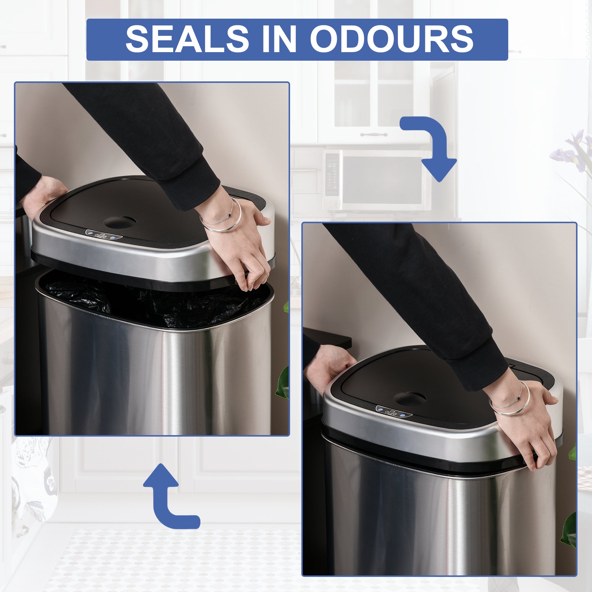 HOMCOM Stainless Steel Kitchen Sensor Dustbin Automatic Touchless Rubbish Garbage Waste Bin 48L Silver - North Peak Garden Furniture