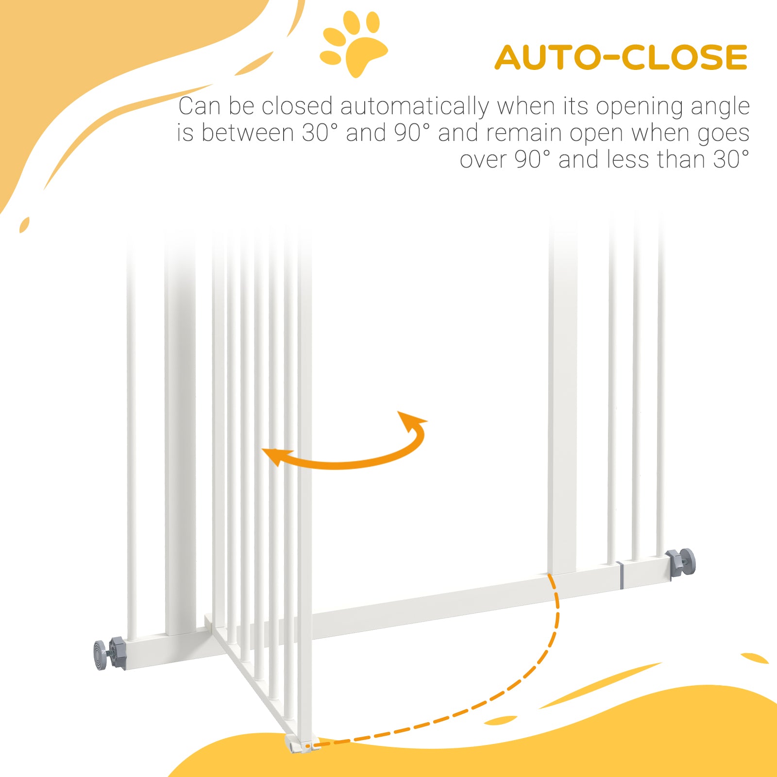 PawHut Metal Pet Safety Gate Dog Gate Folding Fence 74-87cm, White - North Peak Garden Furniture