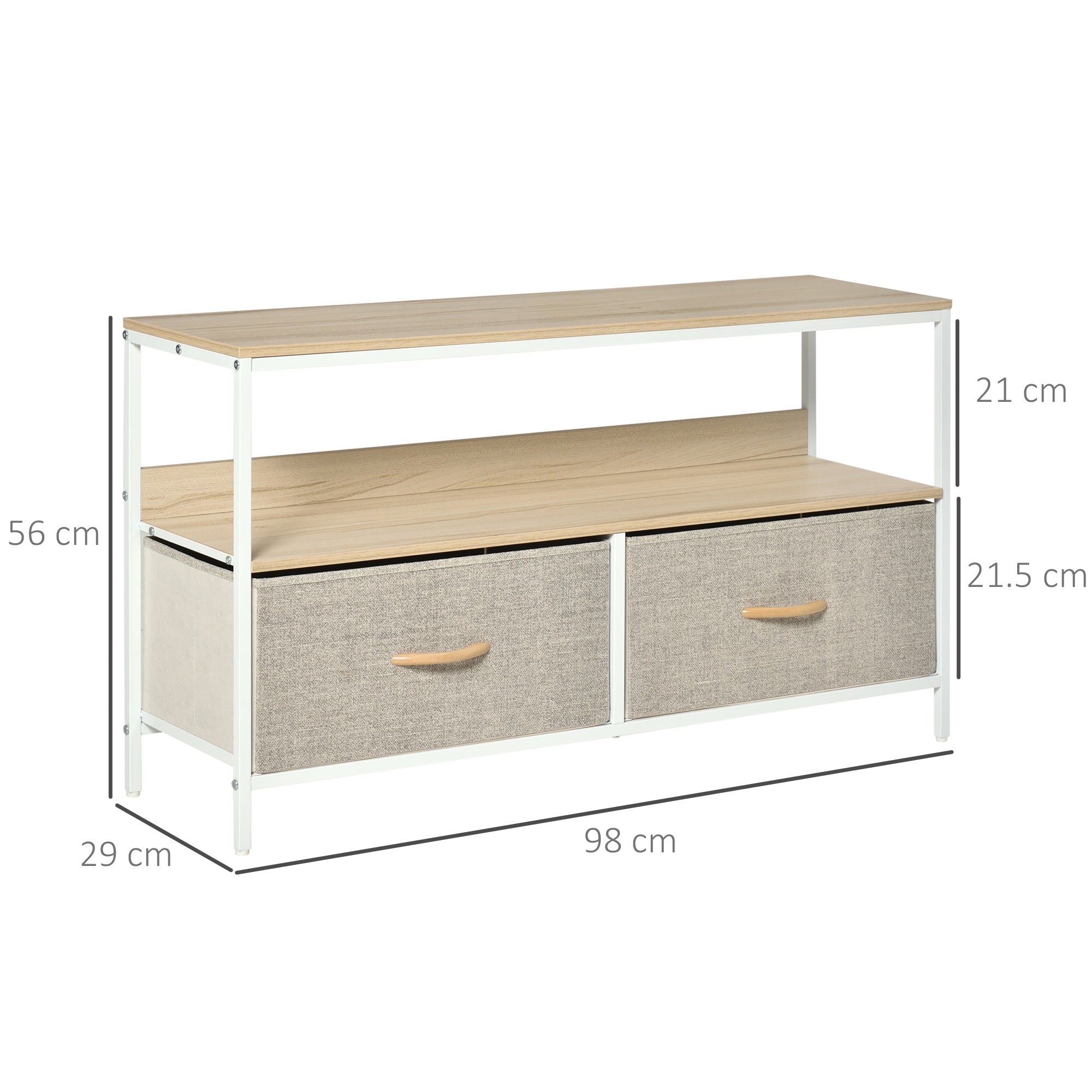 HOMCOM TV Cabinet for 47-inch TVs, TV Console Unit with 2 Foldable Linen Drawers, TV Stand with Shelving for Living Room, Entertainment Room, Maple Wood Effect - North Peak Garden Furniture