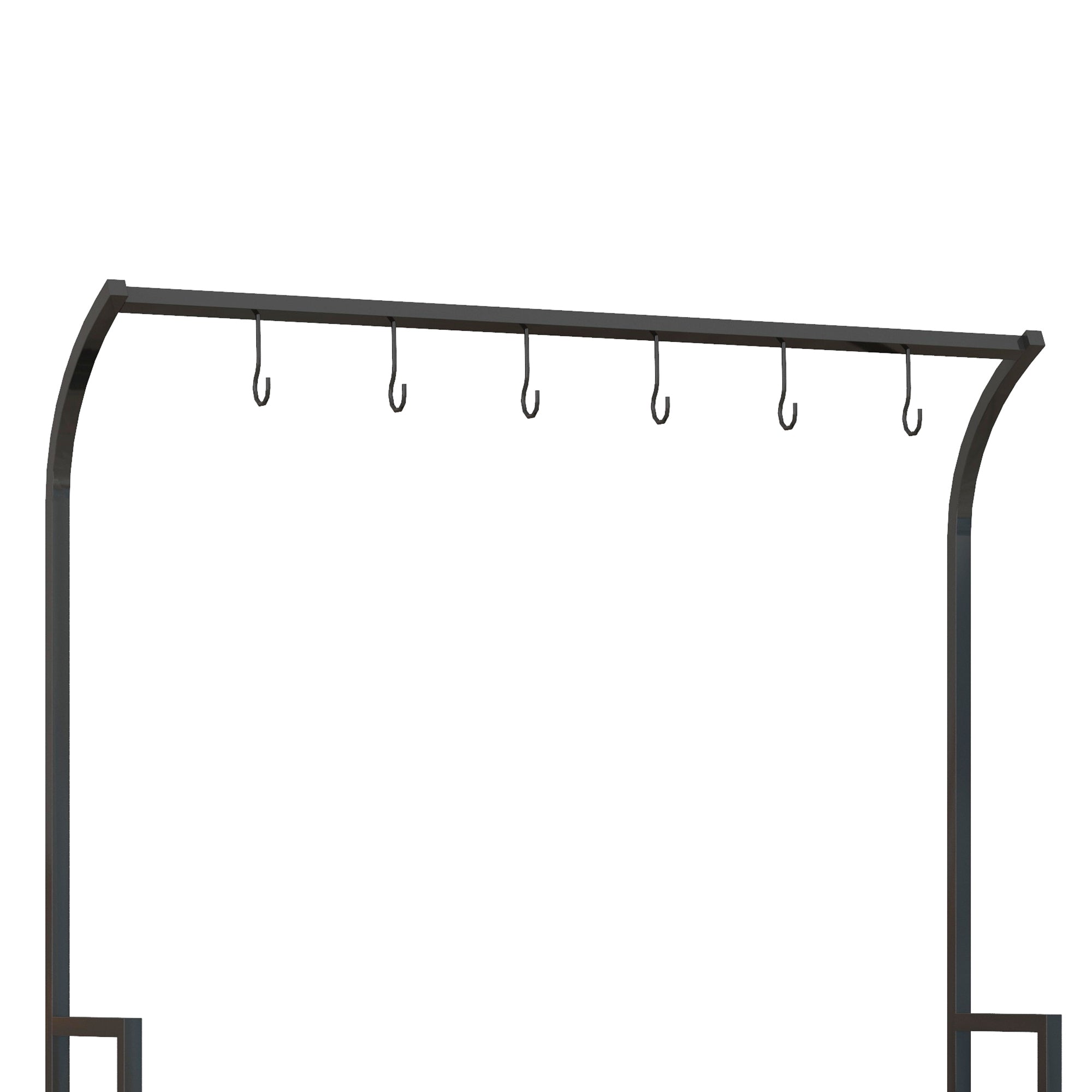 Outsunny 3 Tiered Plant Rack with Hanging Hooks, Tall Plant Stand for Indoor Outdoor Porch Balcony Use, Black - North Peak Garden Furniture