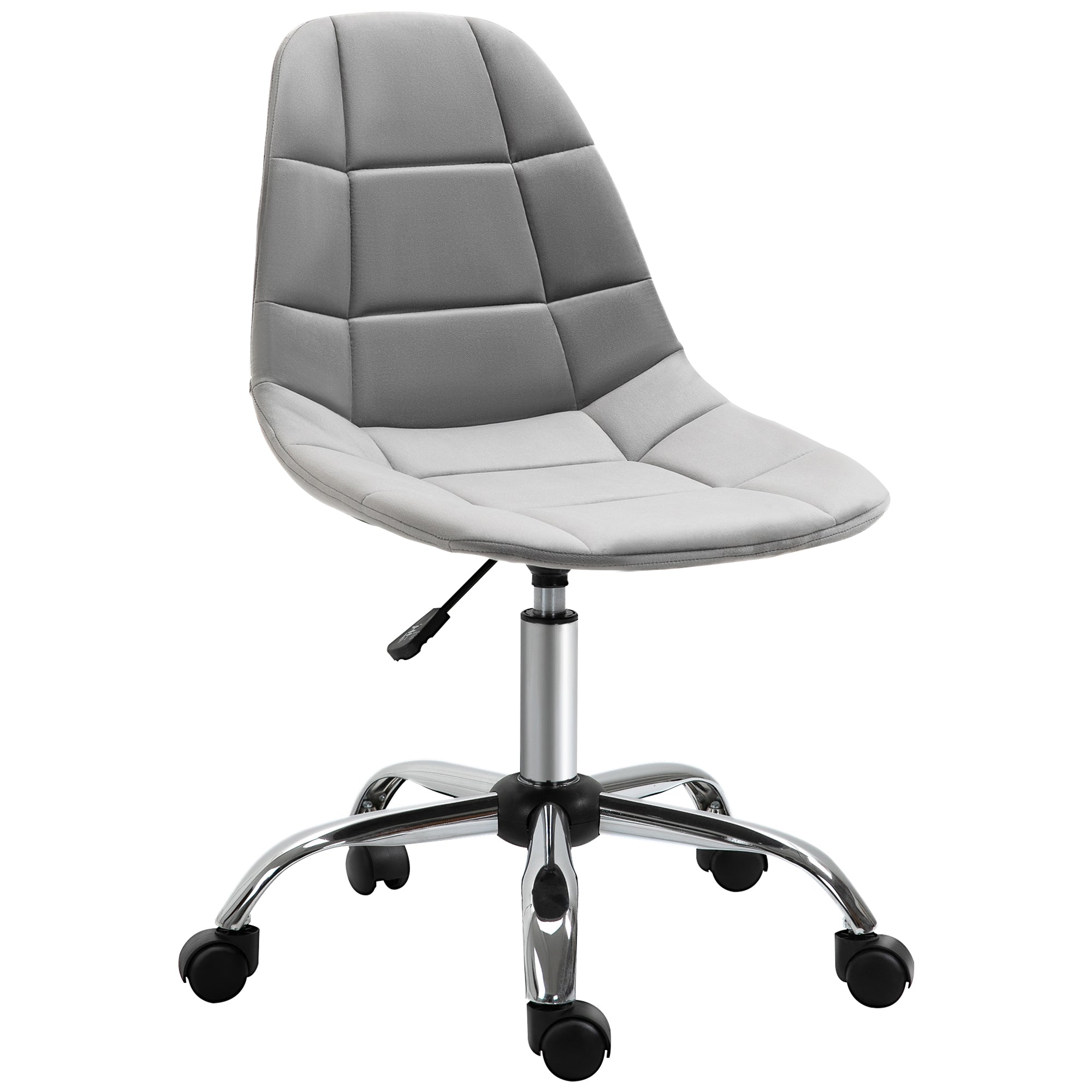 Vinsetto Ergonomic Office Chair with Adjustable Height and Wheels Velvet Executive Chair Armless for Home Study Bedroom Grey - North Peak Garden Furniture