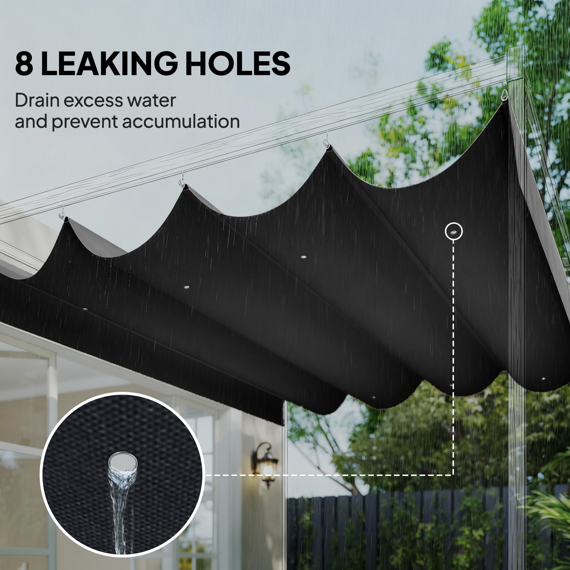 Outsunny Retractable Pergola Canopy Only, 3.92 x 3.5 m, UV30+ Replacement Canopy Cover for 4 x 3 m Pergola, Dark Grey