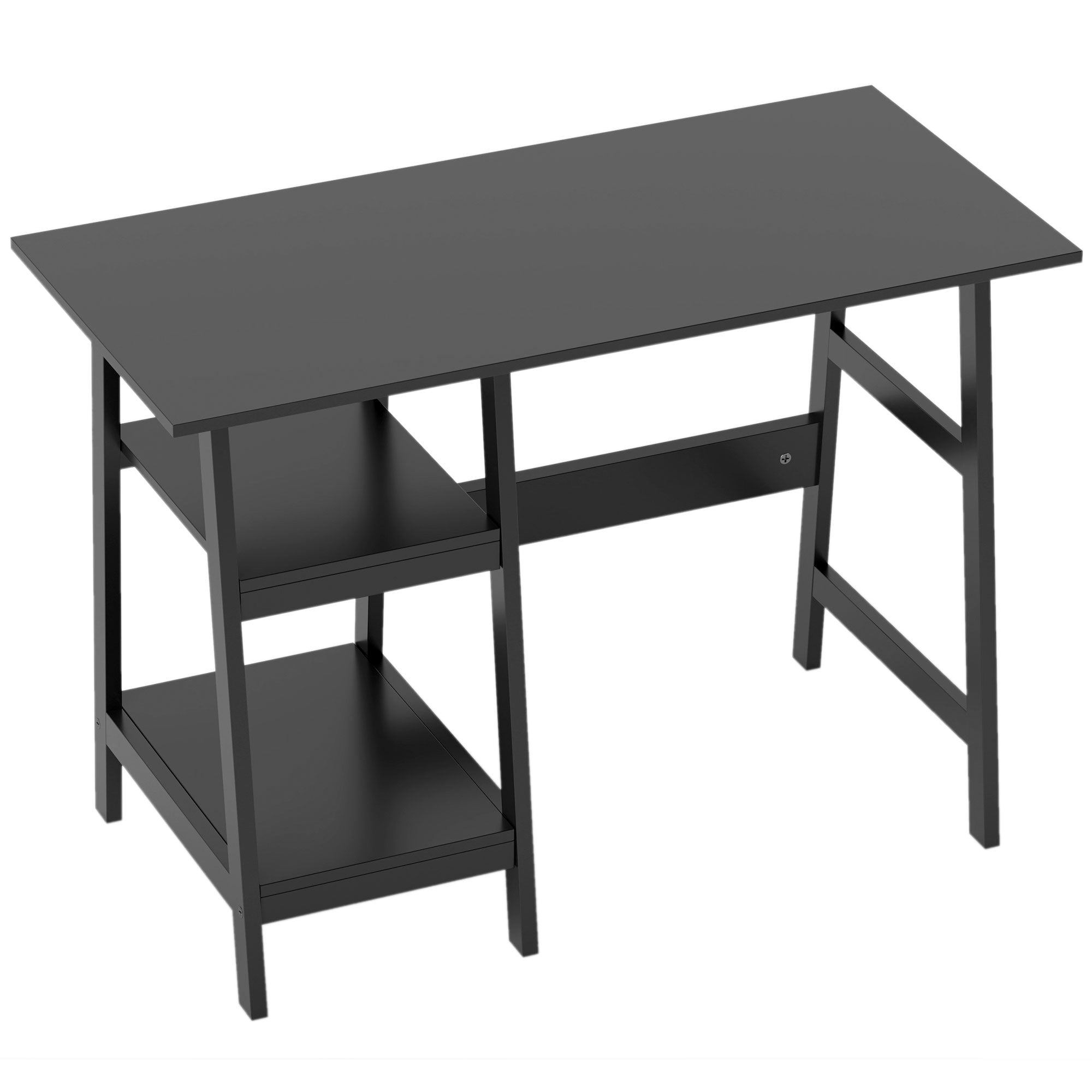 HOMCOM Compact Computer Desk with Storage Shelves, Study Table with Bookshelf, PC Table Workstation for Home Office, Study, Easy Assembly, 106 x 51cm, Black - North Peak Garden Furniture