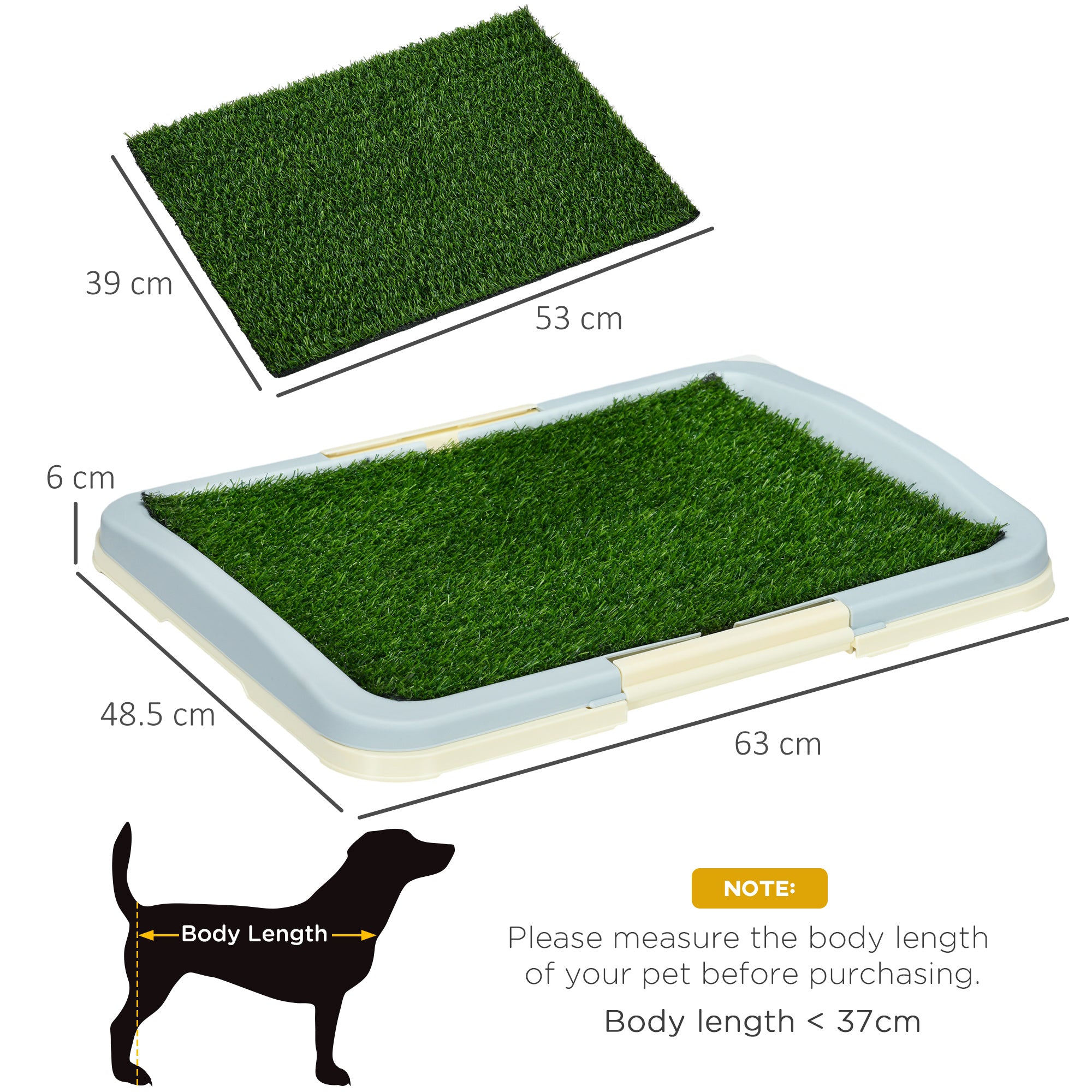 PawHut Puppy Training Pad, Indoor Portable Puppy Pad, with Artificial Grass, Grid, Panel, Tray, 63 x 48.5cm - North Peak Garden Furniture