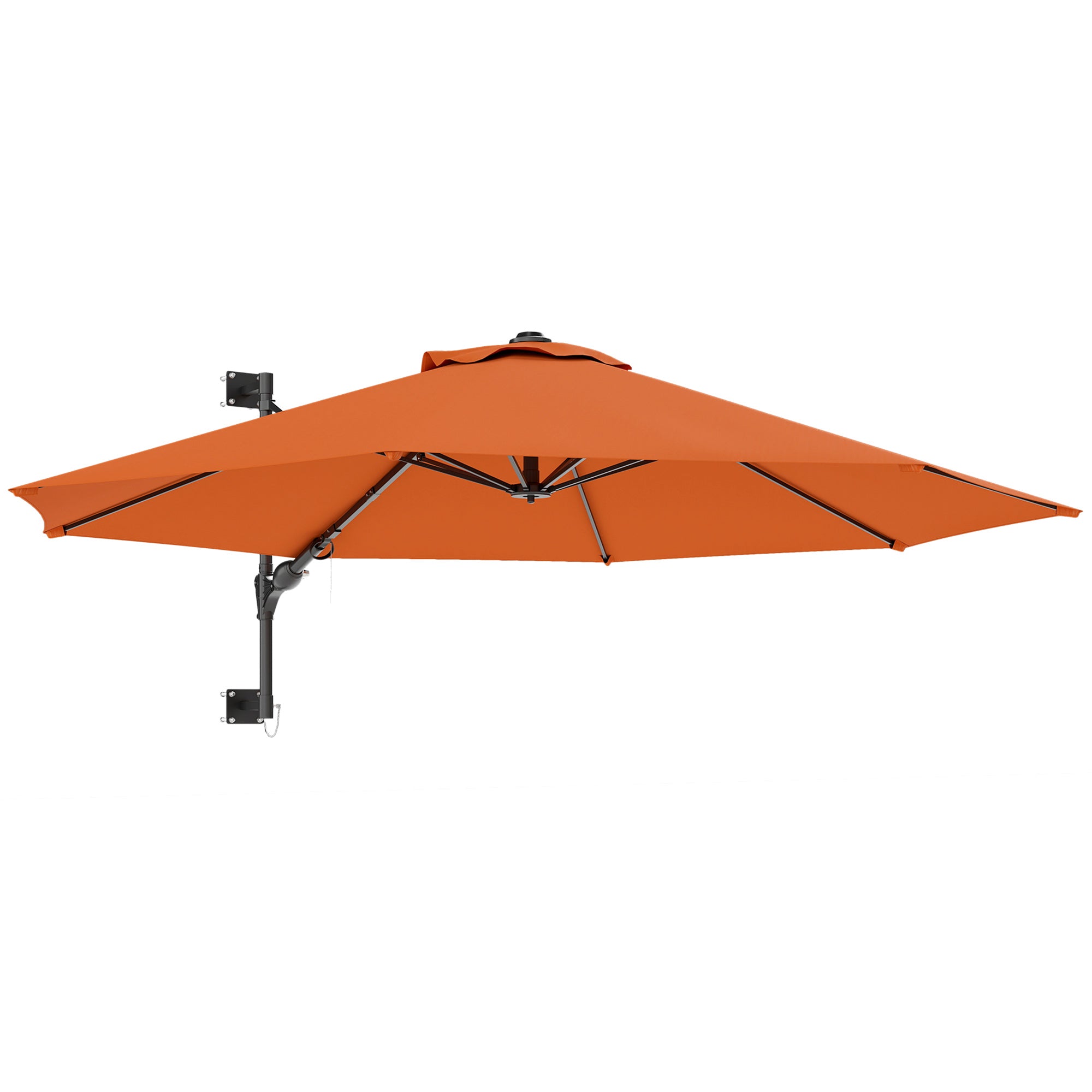 Outsunny 3(m) Wall-Mounted Parasol Shade, with Handle - Orange - North Peak Garden Furniture