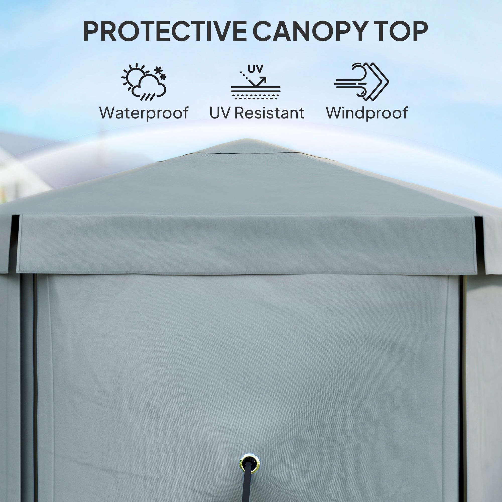 Outsunny 3 x 3(m) Hexagon Pop Up Gazebo with 5 Sides and Carry Bag, Waterproof, UV Resistant Party Tent Instant Event Shelter with Netting for Garden, Patio, Light Grey - North Peak Garden Furniture