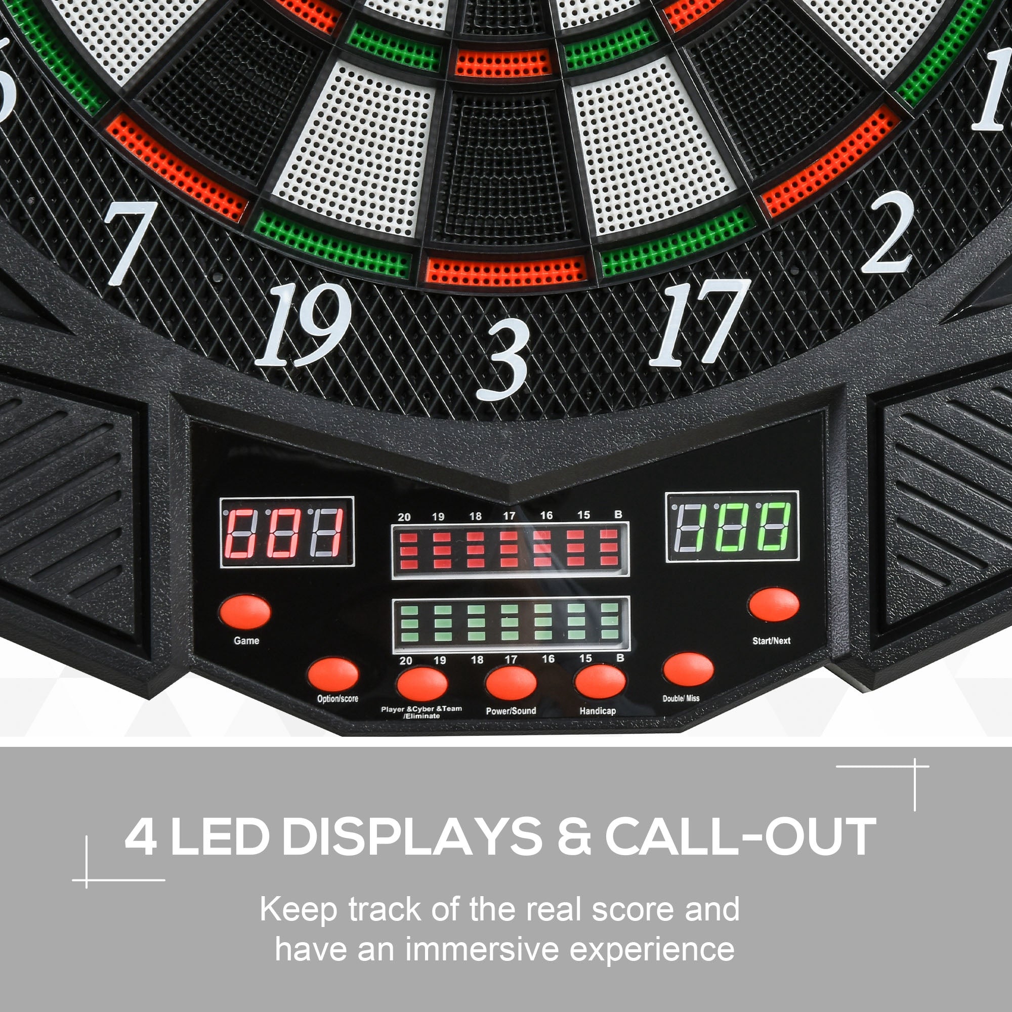 HOMCOM Dart Board Set, Electronic Dartboard with LED Digital Score Display, Soft Tip Darts, 27 Games, Speaker Sound