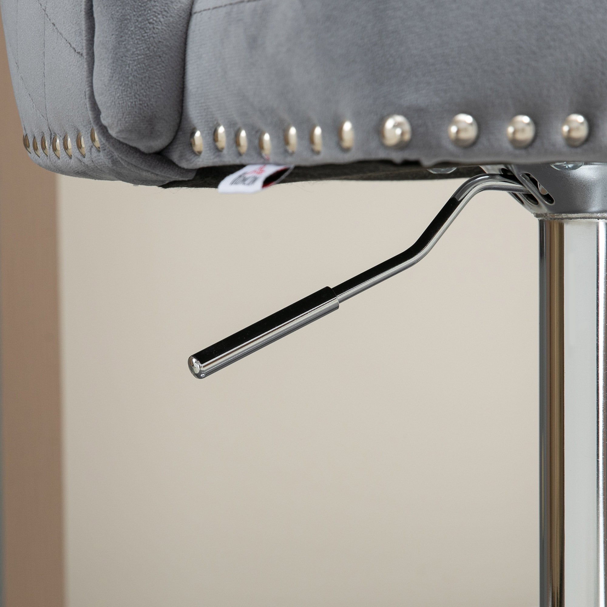 HOMCOM Modern Adjustable Bar Stools Set of 2, Swivel Velvet Barstools with Button Tufted Back, Footrest, Nailhead Trim for Home Bar, Grey - North Peak Garden Furniture