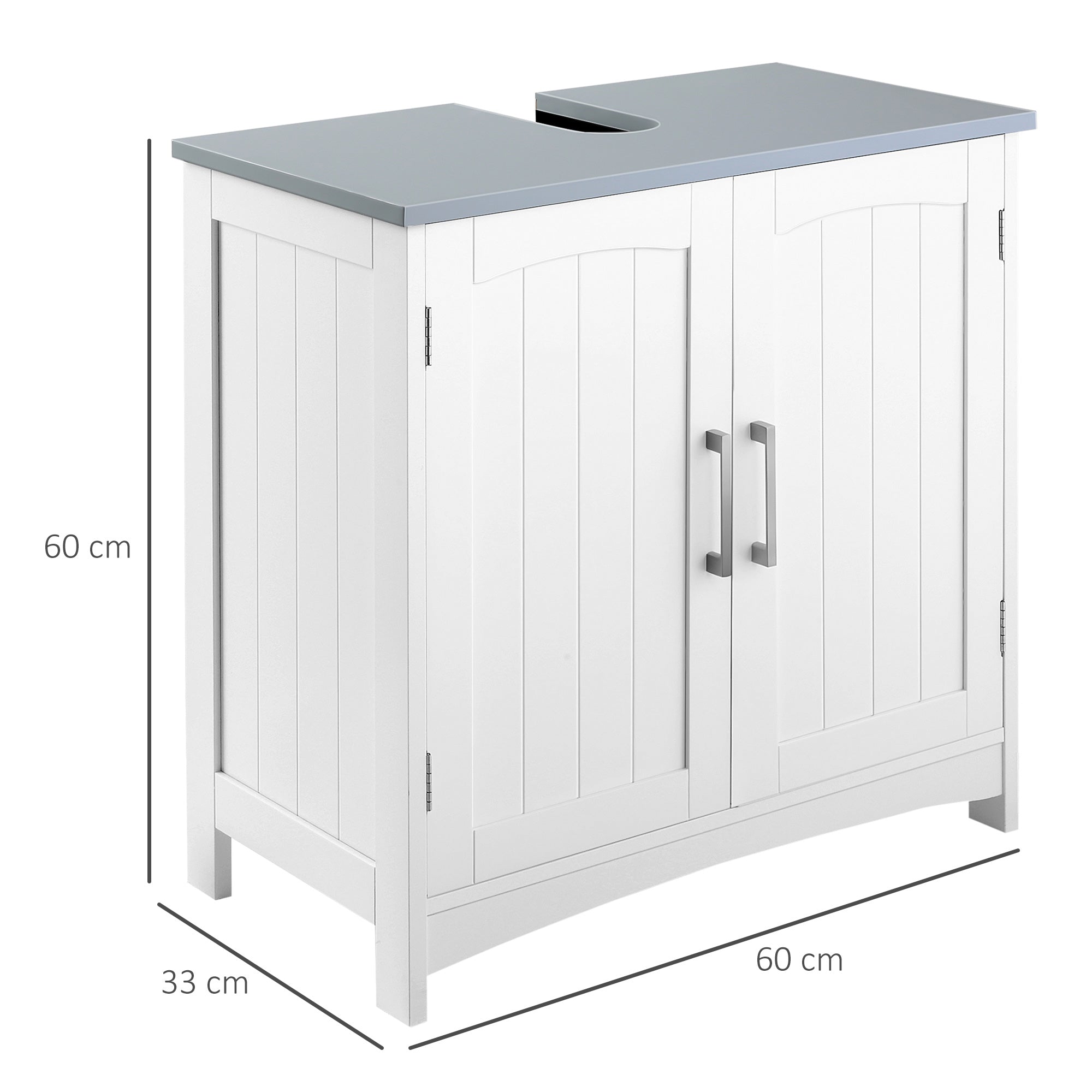 kleankin Pedestal Under Sink Cabinet with Double Doors, Modern Bathroom Vanity Unit, Storage Cupboard with Adjustable Shelves, White