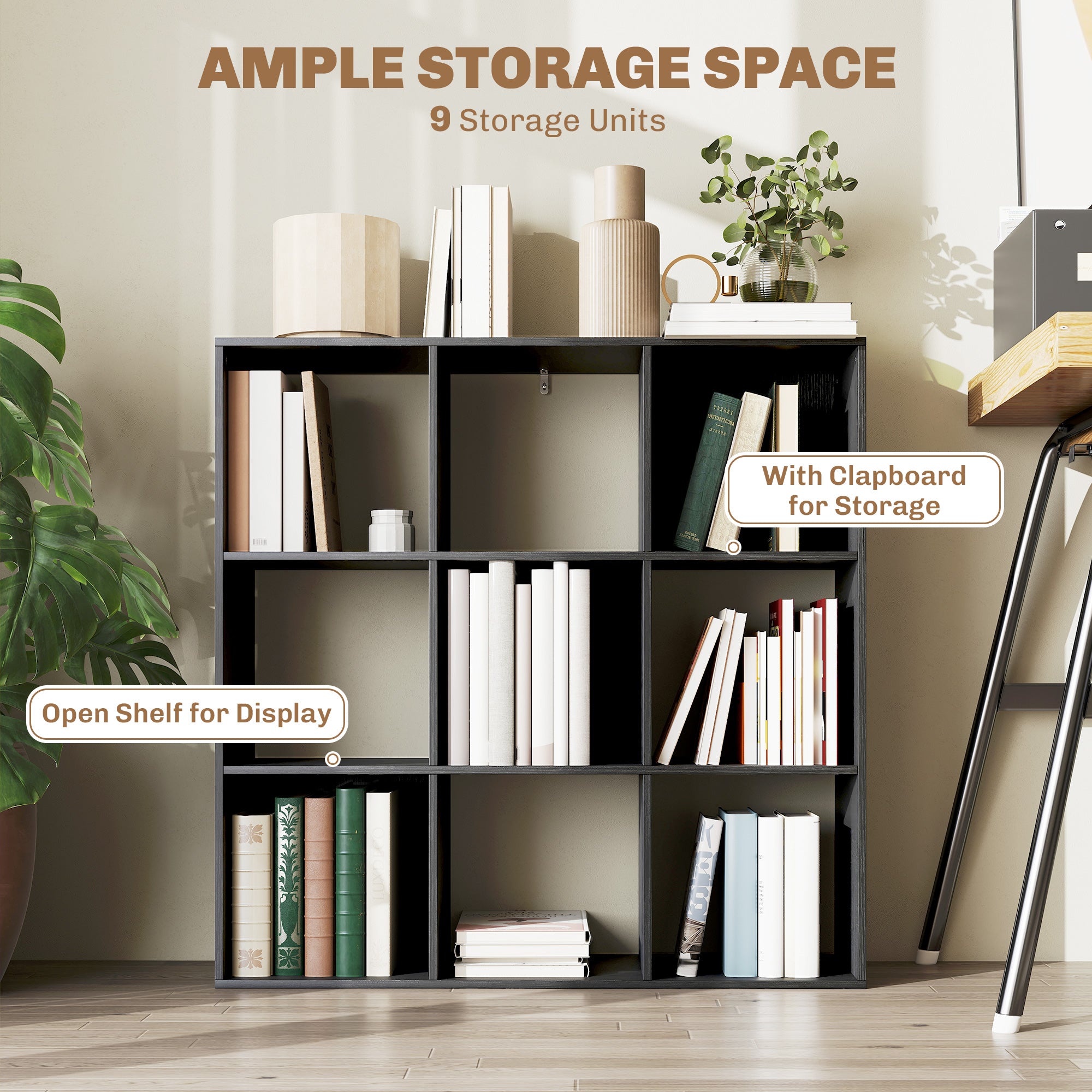 HOMCOM Nine-Cube Storage Shelf - Black