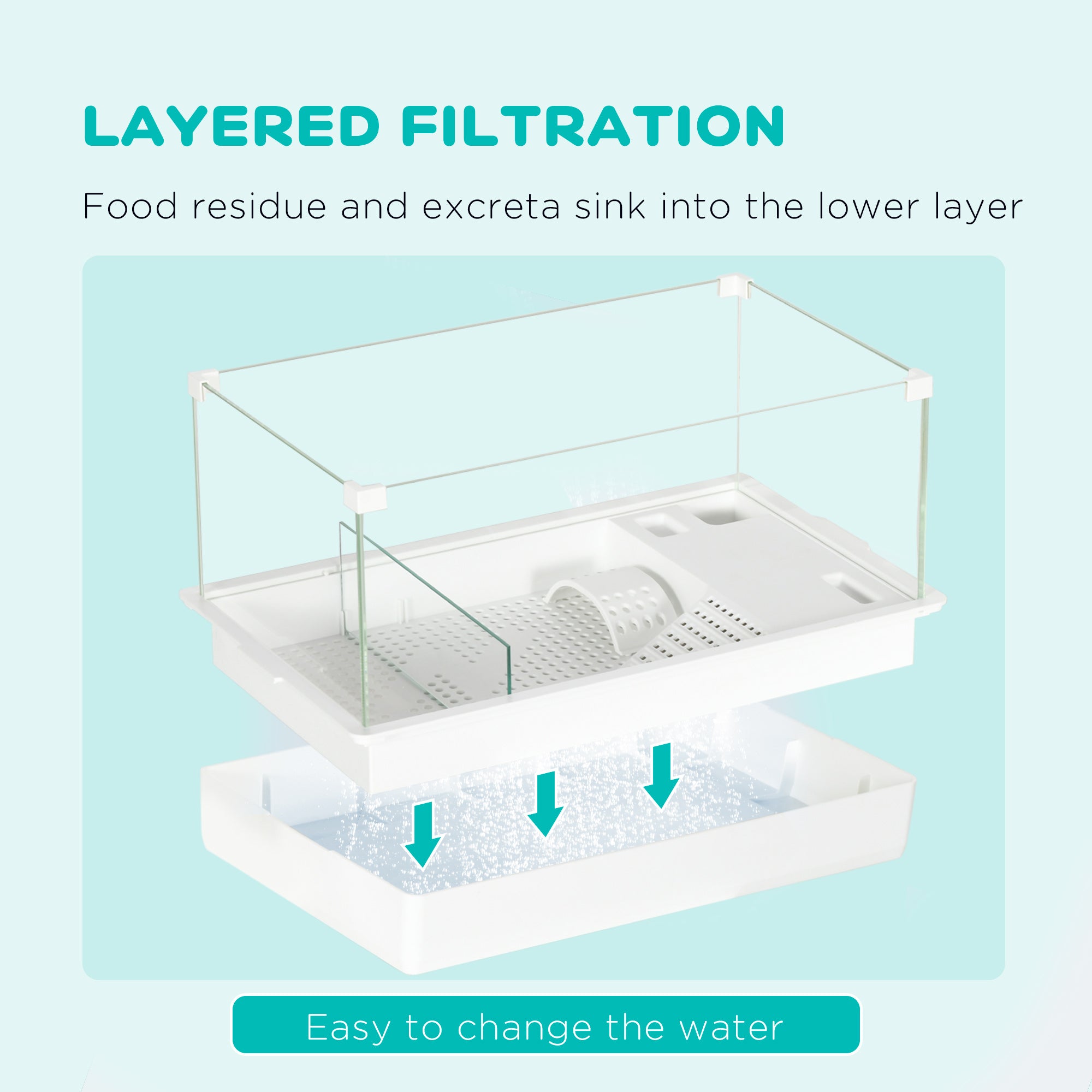 PawHut Turtle Tank, Aquarium Glass Tank w/ Basking Platform, Filter Layer - North Peak Garden Furniture