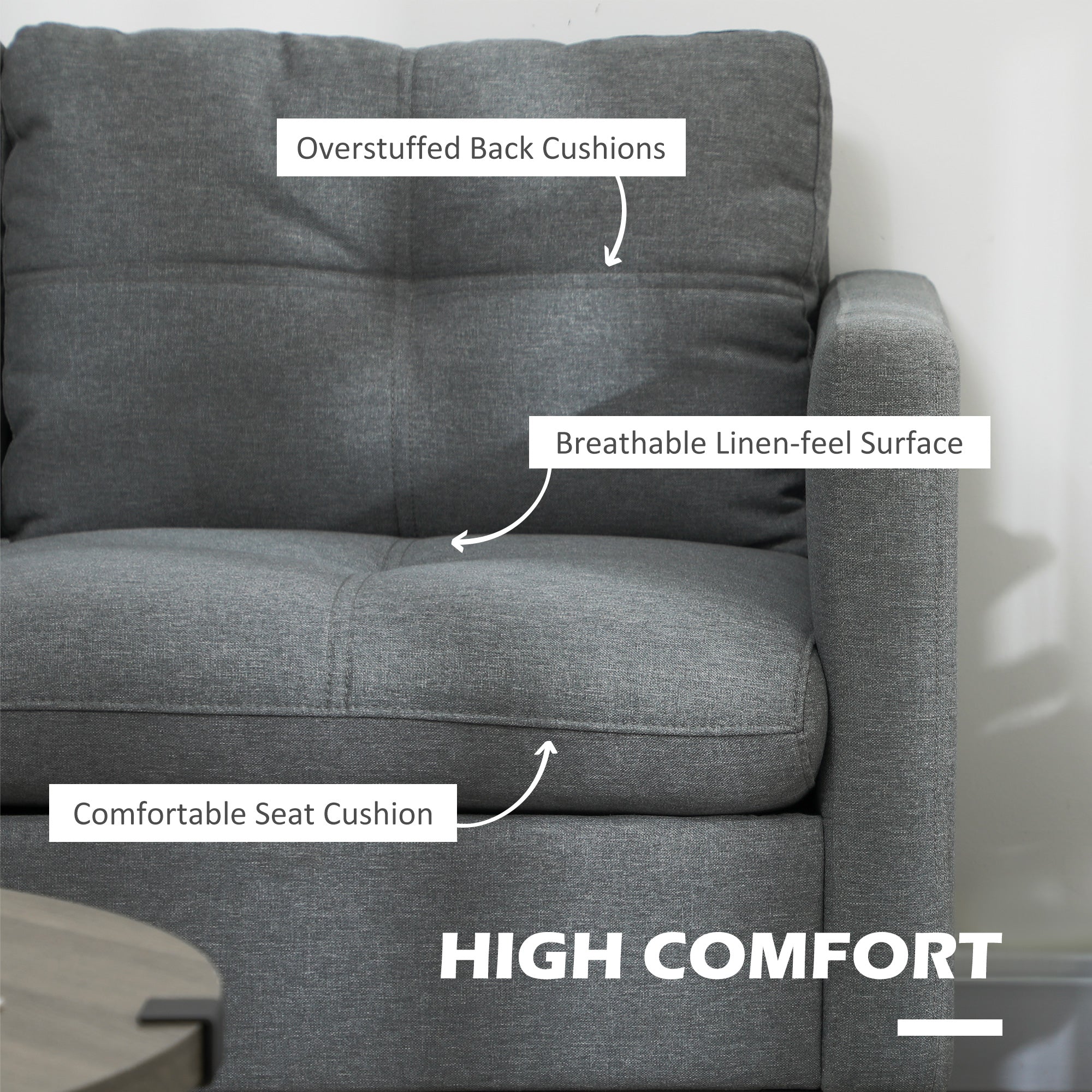 HOMCOM Two-Seater Sofa, with Steel Legs - Grey - North Peak Garden Furniture