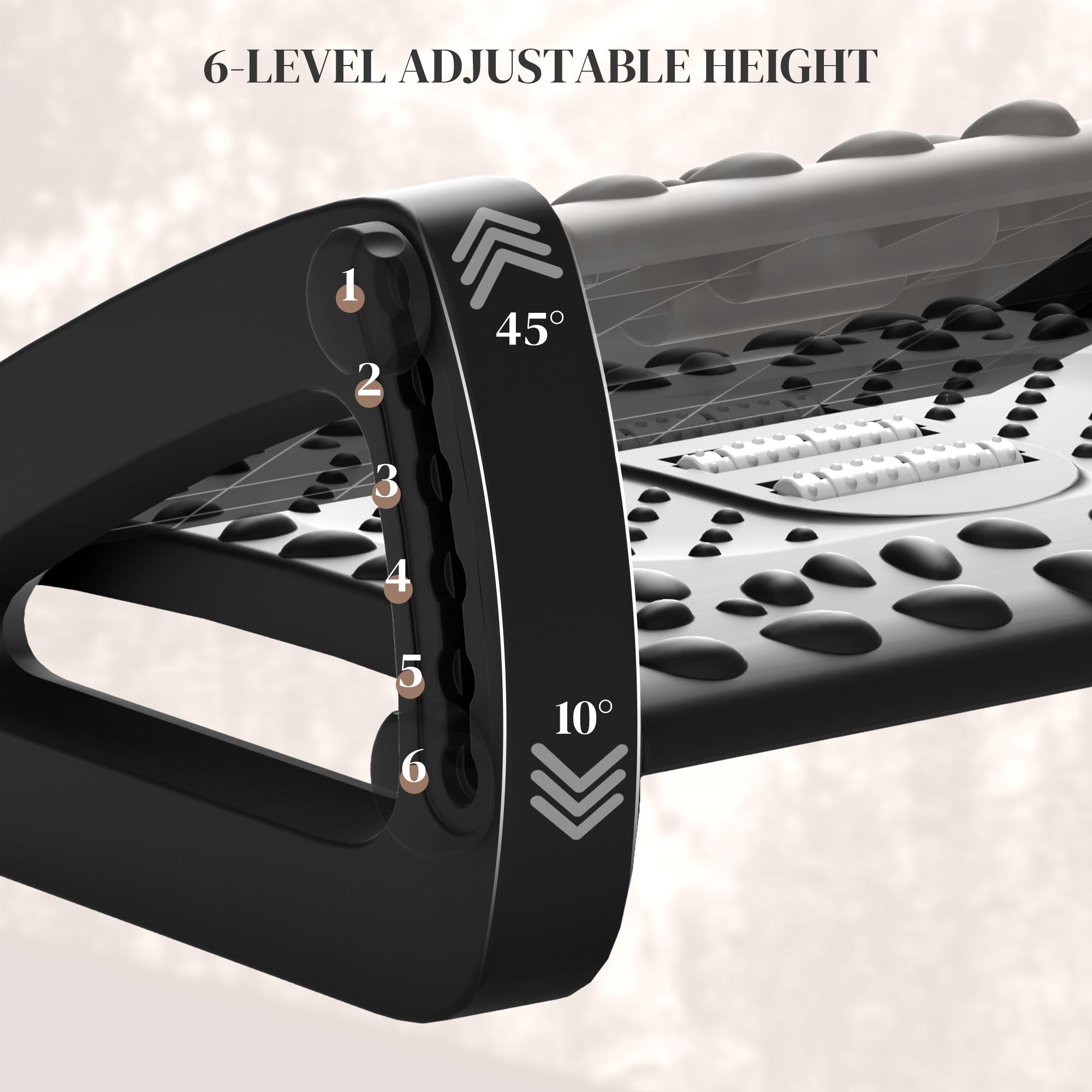 HOMCOM 10°-45° Six-Angle Massage Footrest - Black - North Peak Garden Furniture